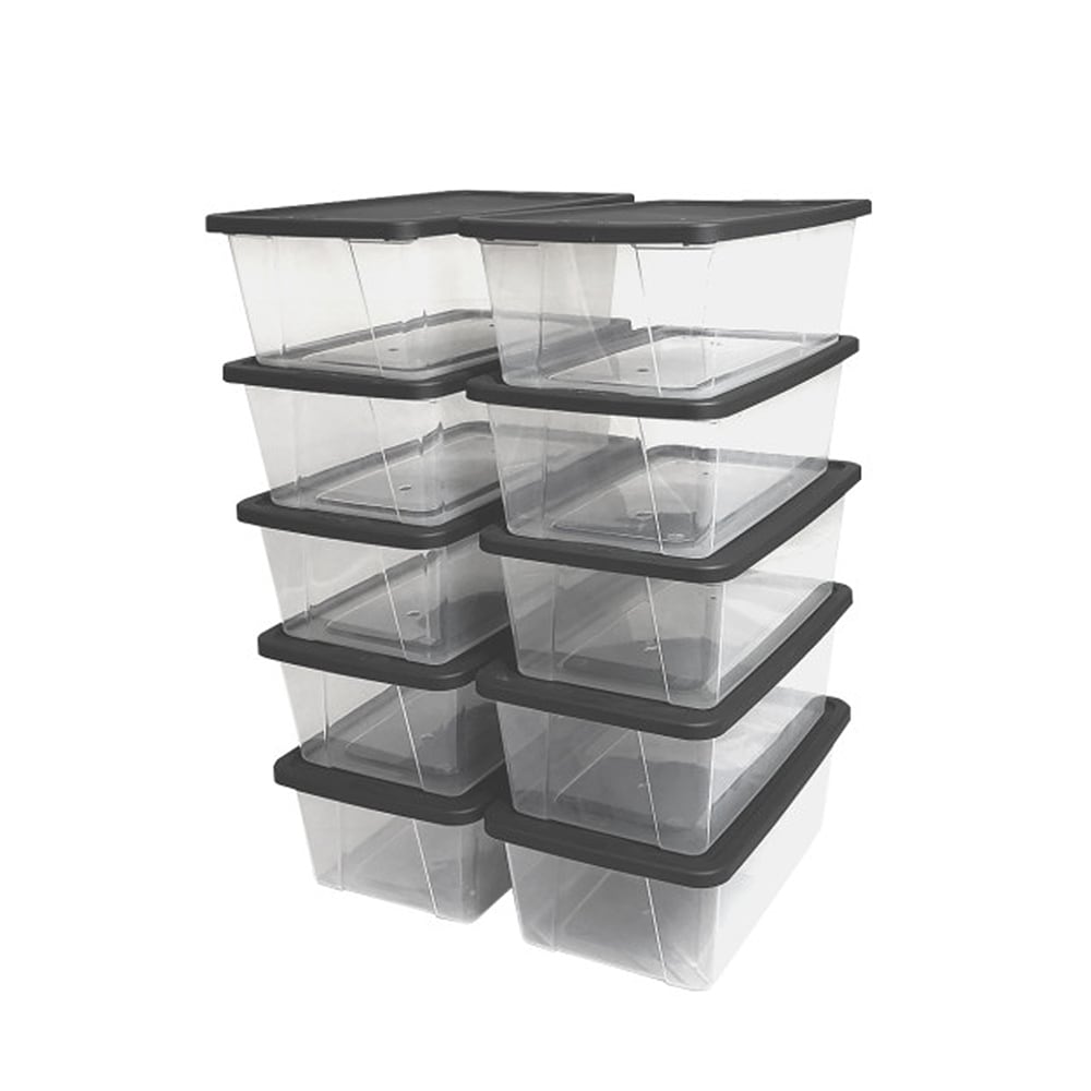 Homz Plastic 5 Clear Drawer Medium Home Organization Storage Container  Tower with 3 Large Drawers and 2 Small Drawers, Black Frame