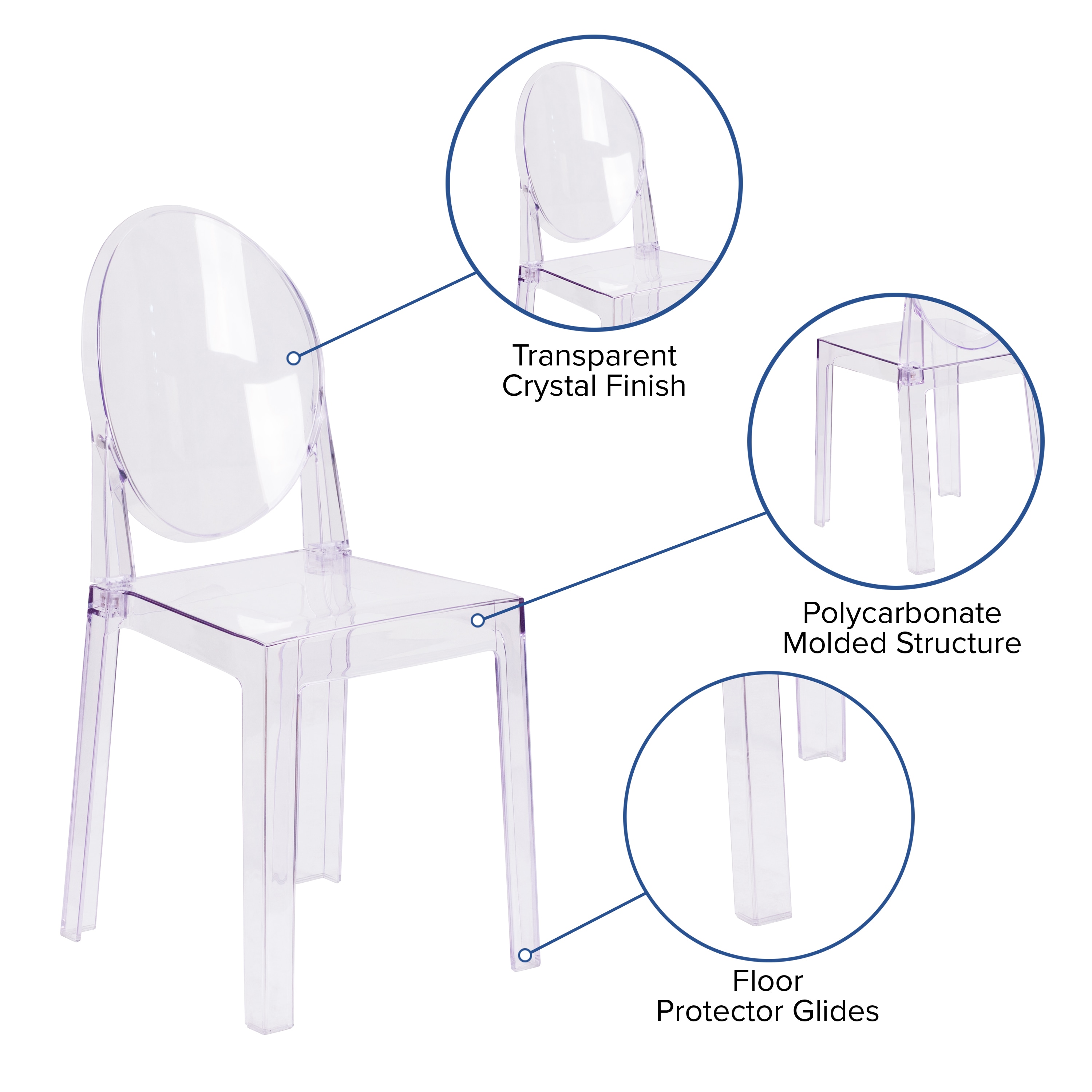 Flash furniture ghost chair with oval back 2025 in transparent crystal