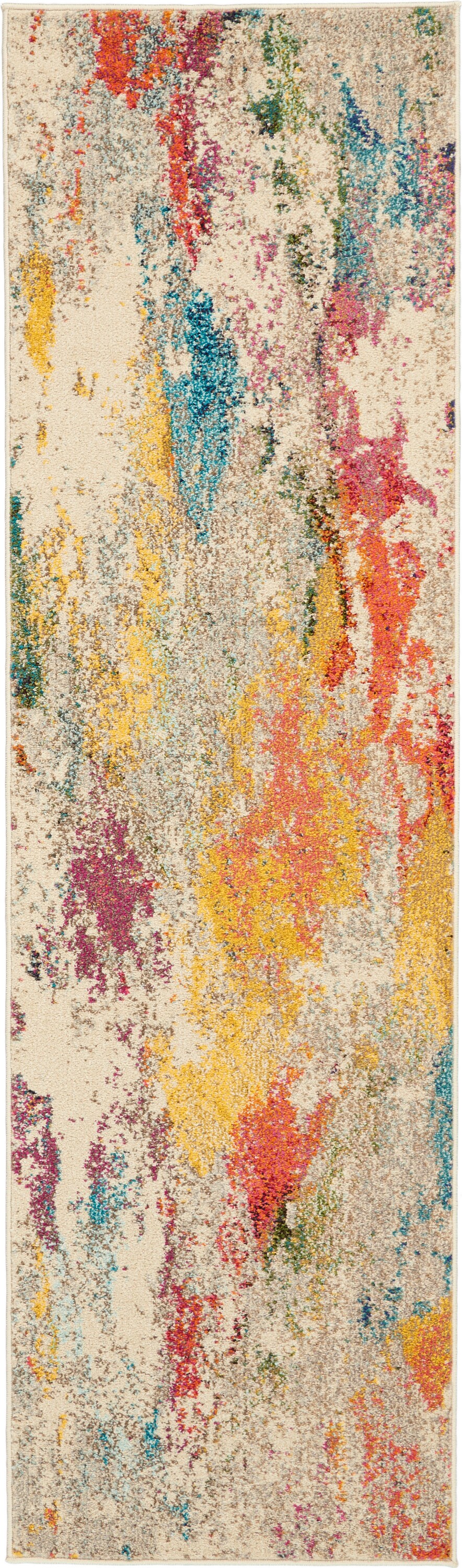 Ivory and Multicolor Abstract Hand-knotted Area Rug