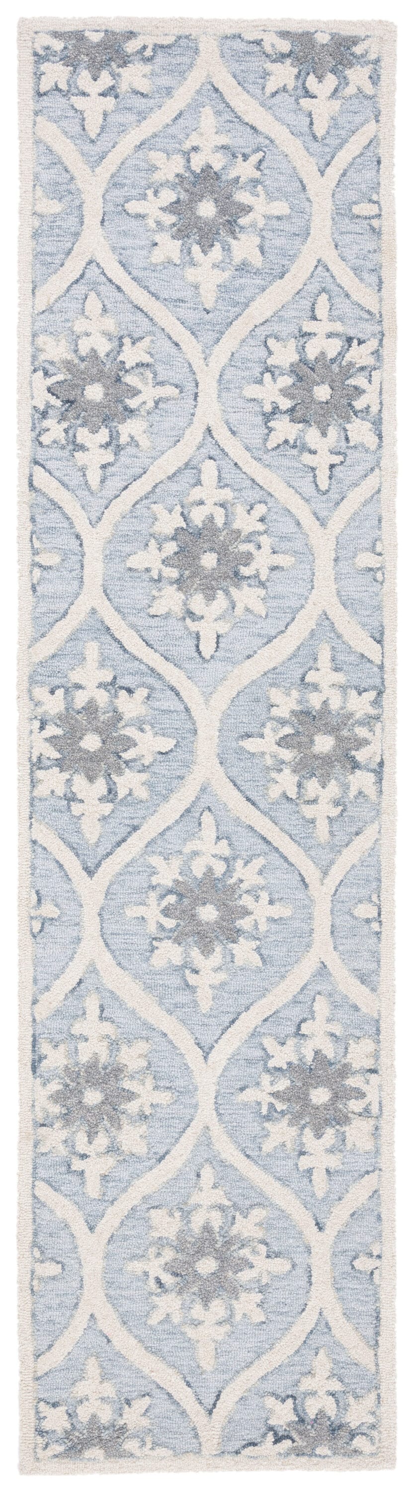 Gray and Ivory Floral Hand-Tufted Wool Runner Rug