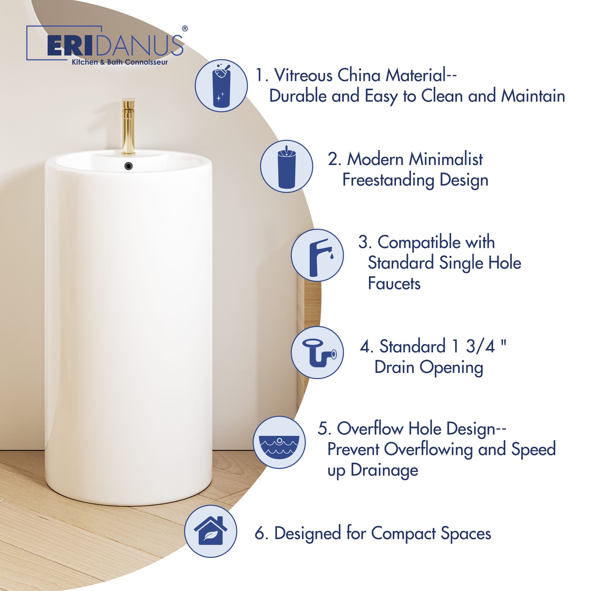 Eridanus ERI-PB-401 Complete-Pedestal-Lavatories - View #5