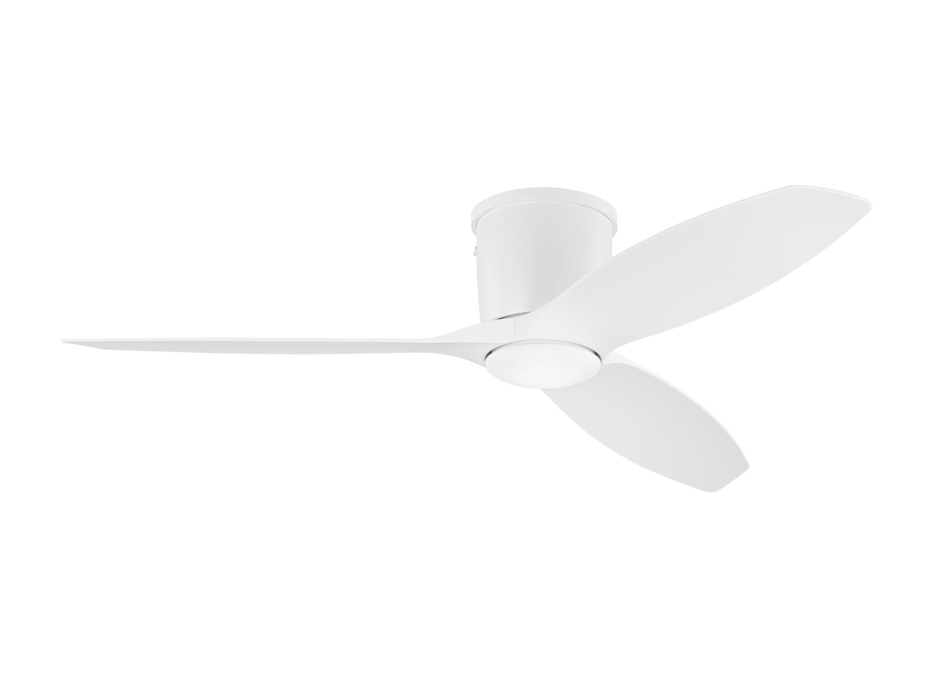 Generation Lighting 3TTHR52RZWD Titus 52-in Integrated LED Flush Mount Matte White with Matte White Blades Ceiling Fan With Light - Remote Included ( 3 -Blade )