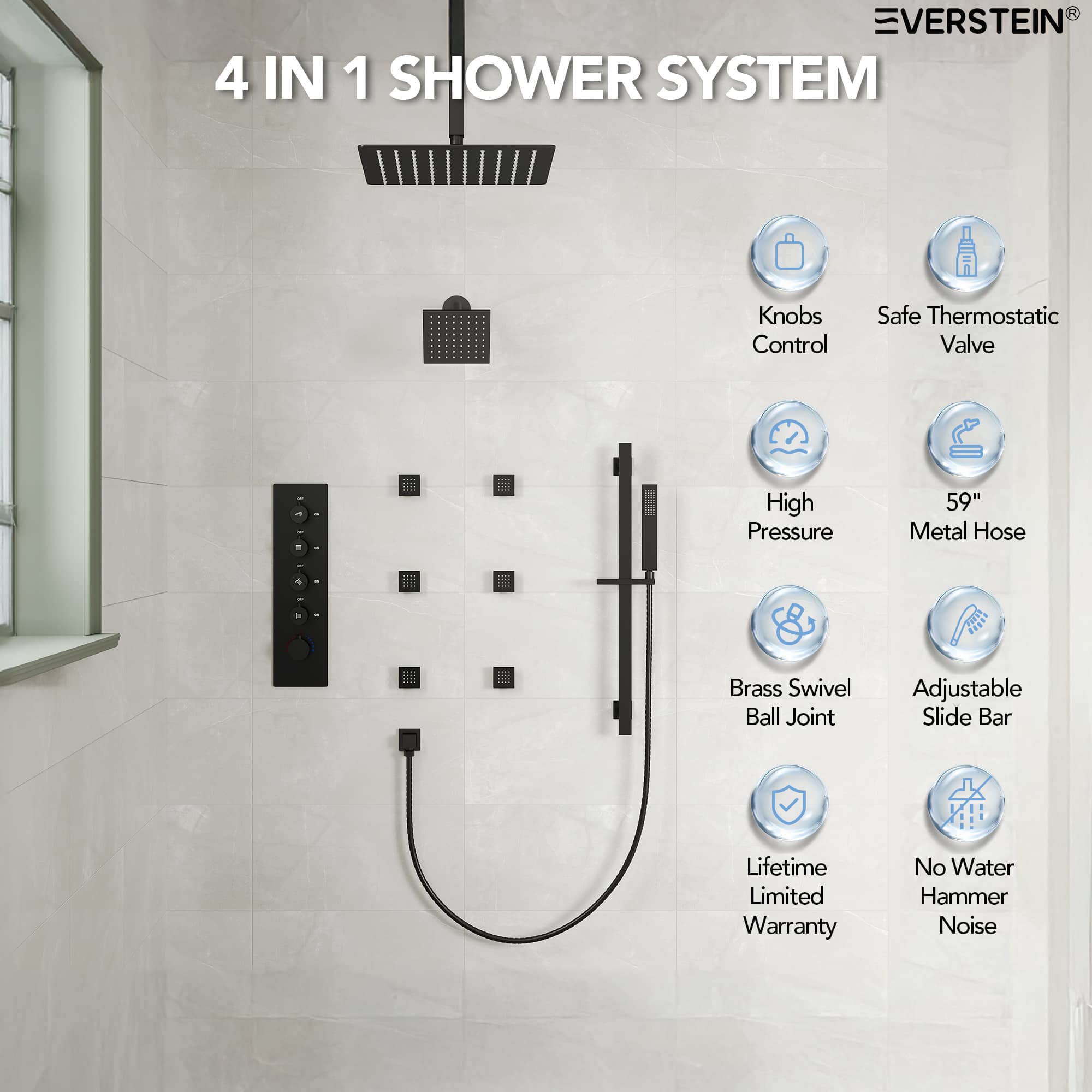 EVERSTEIN SFS-1031-BK16 Tub-Shower-Faucets - View #2