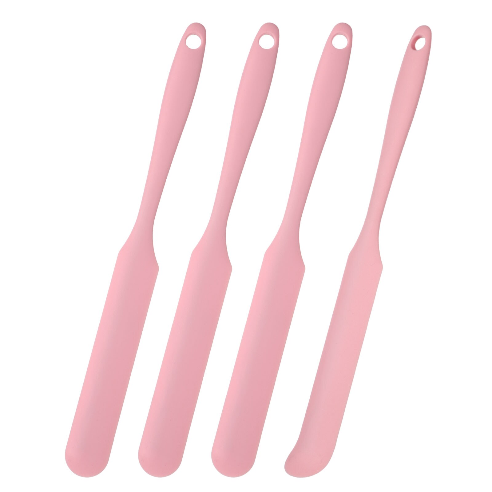 Unique Bargains 4pcs Silicone Jar Spatula Heat Resistant Jam Spreader Non-Stick Silicone Scraper Spatula with Long Handle for Jars Bottles Cooking Baking Mixing Tools (Light Pink) #S26042700UX5422