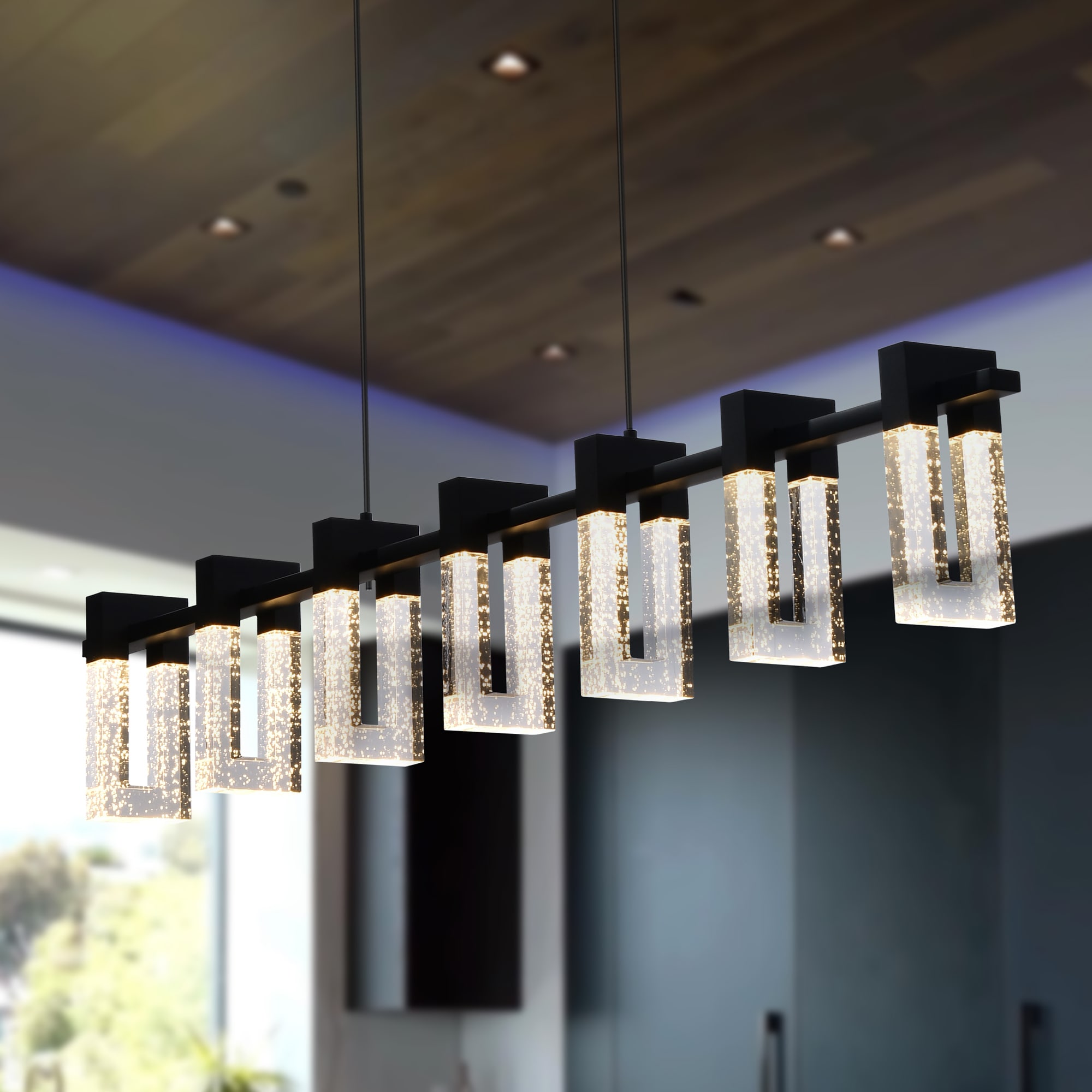 Sorrento Black Crystal Bubble Effect 40-inch LED Linear Chandelier