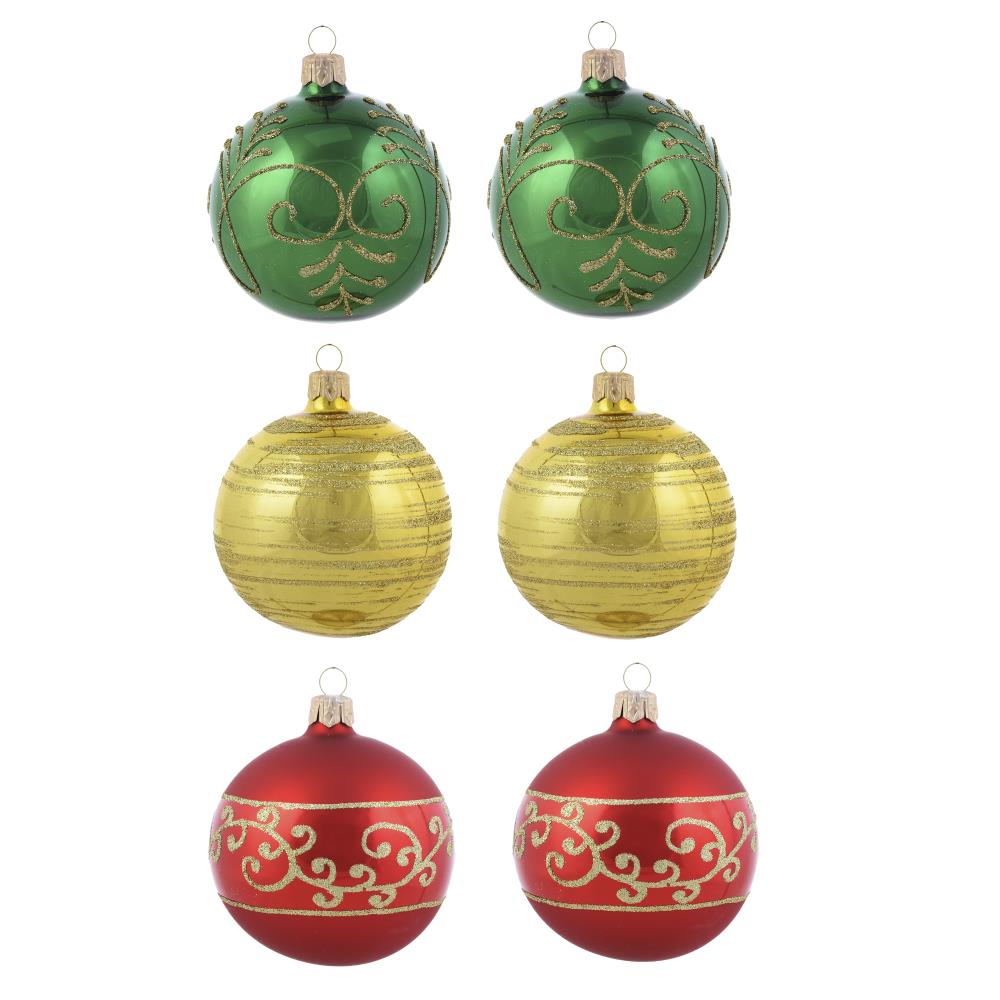 Set of 12 Real Glass Christmas Tree Decorations 60mm Glass Christmas Baubles 