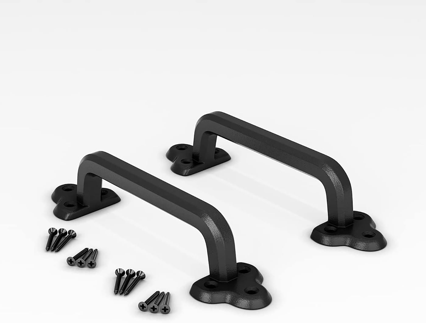 Etokfoks  Heavy Duty 9 Inch Barn Door Handle Set of 2 Solid Steel Rustic Black Pull Handles with Mounting Screws for Doors Gates and Sheds