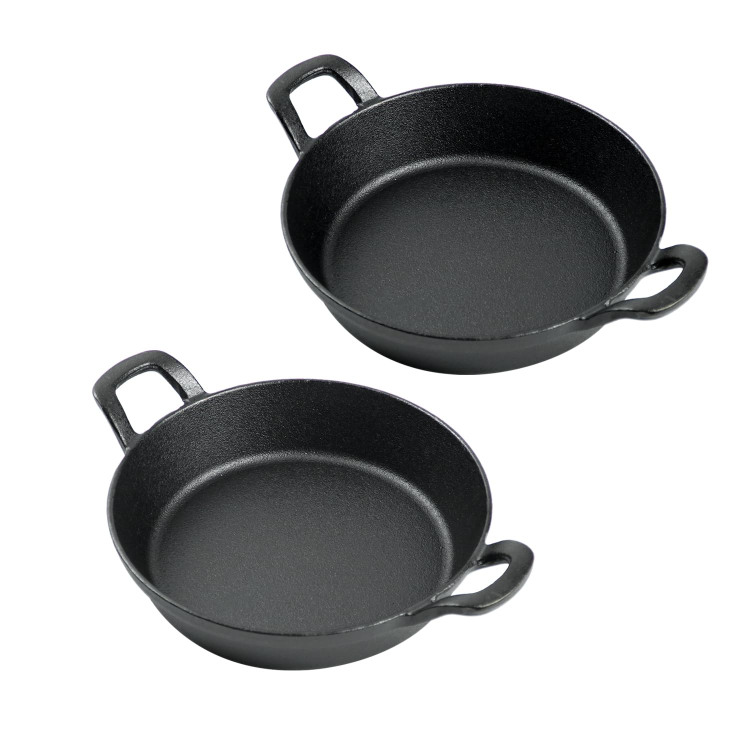 DHMHD  Small Cast Iron Skillet Round Frying Pan Set Suitable for Kitchen Indoor and Outdoor Picnics Two Pieces Seven Inch Size