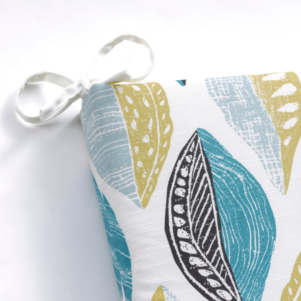 Pillow Perfect Outdoor/Indoor Leaf Block Teal/Citron Round Corner