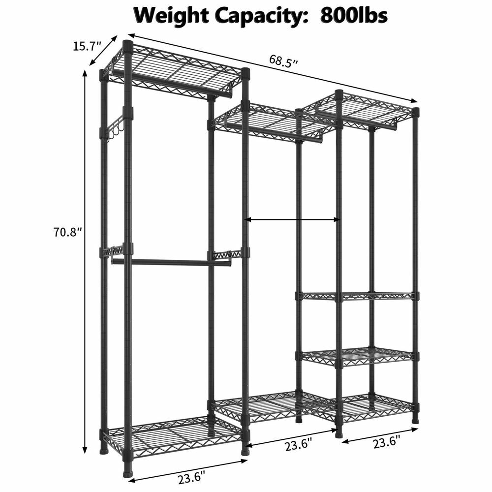 Winado Steel Freestanding Clothing Rack, Black, 70.86-in Height, 70.86 ...