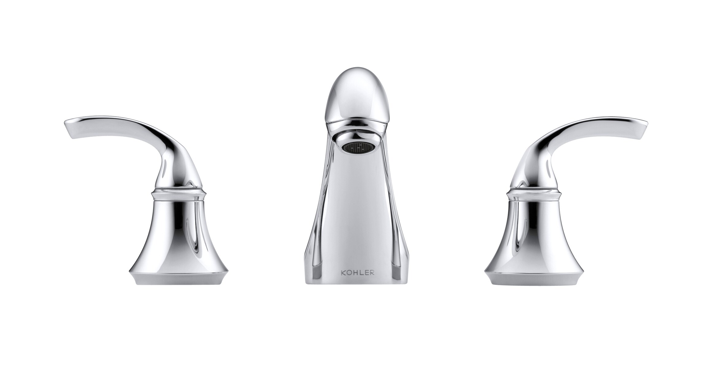 Elegant Forte Polished Chrome 8" Widespread Double Handle Bathroom Faucet