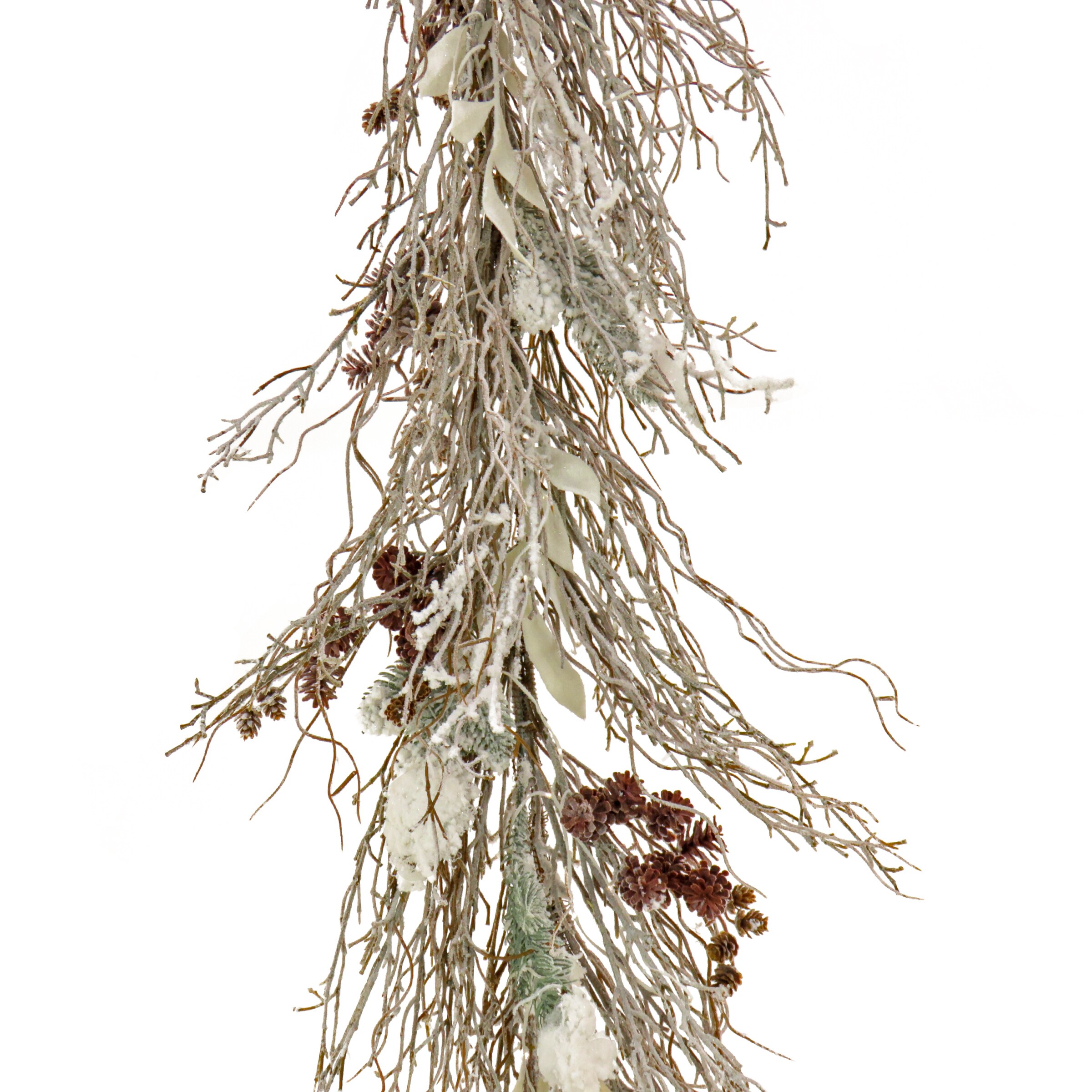 Elegant 9' Pine & Pine Cone Christmas Garland with White LED Lights