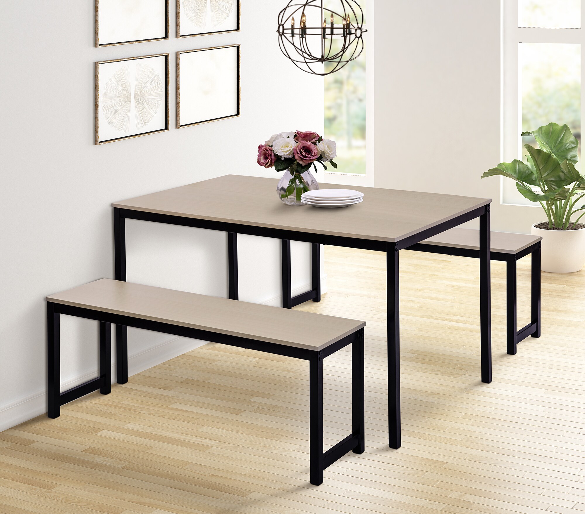 CASAINC Brown Contemporary Modern Dining Room Set with Rectangular