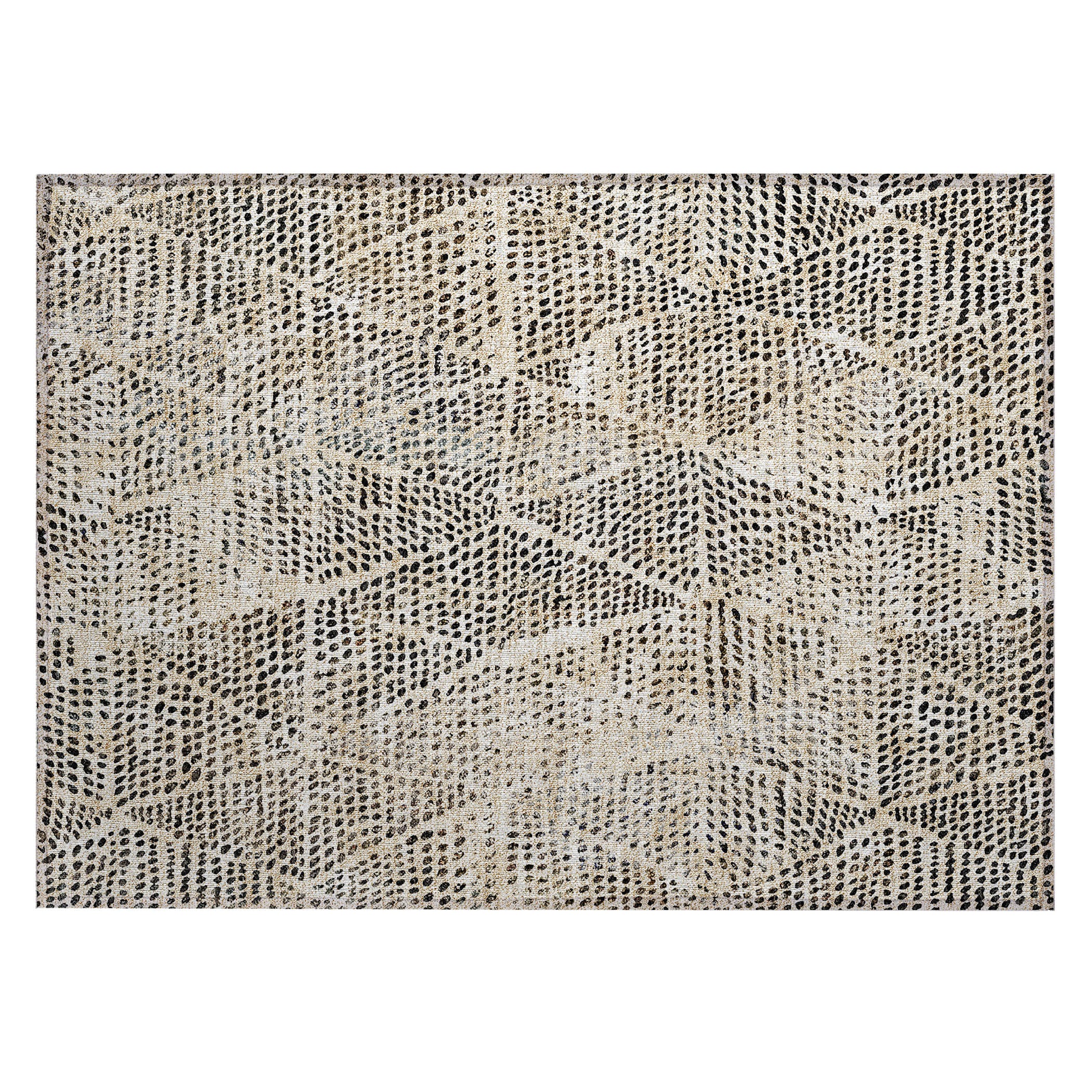 Beige Diamond Pattern Machine Washable Rectangular Rug