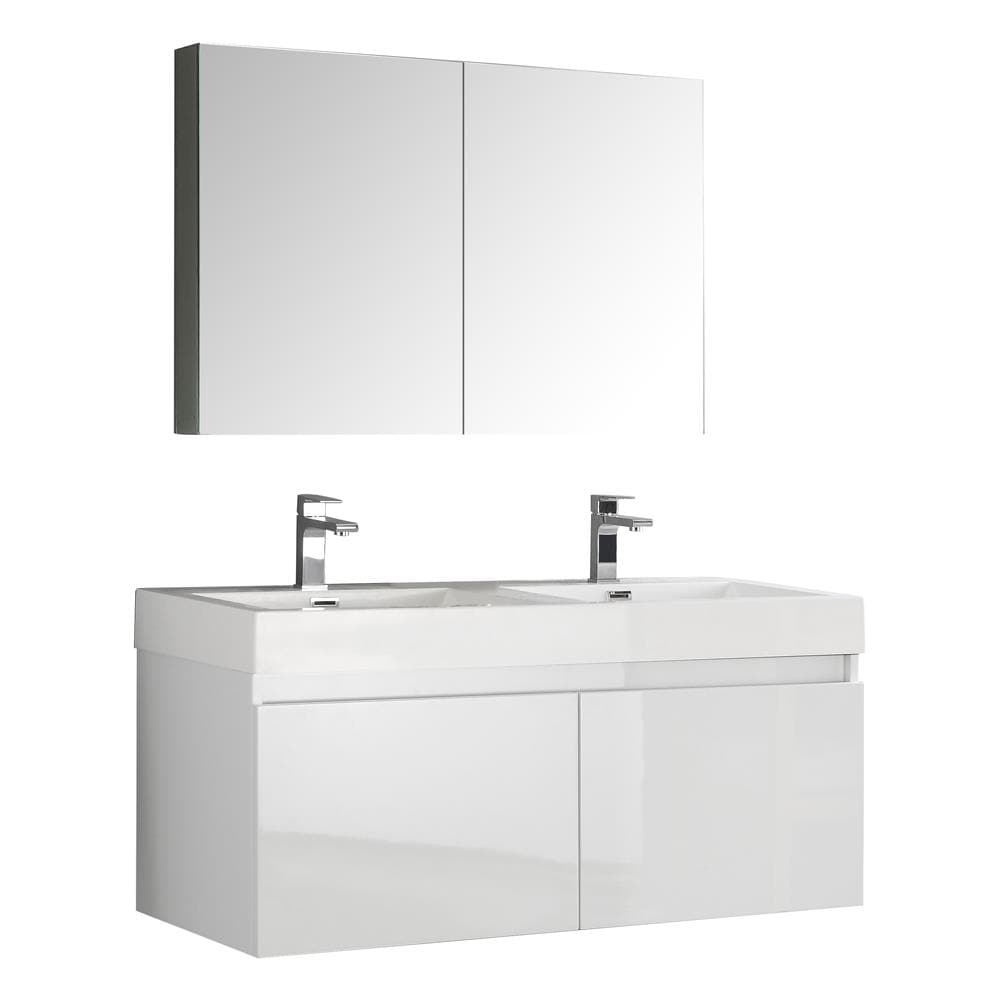 Fresca Coda 14 White Modern Corner Bathroom Vanity