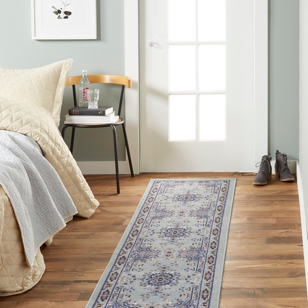 Home Dynamix 4-7069-453 Premium Sakarya 2 x 7 (ft) Loomed Polypropylene Gray Rectangular Indoor Medallion French Country Runner rug