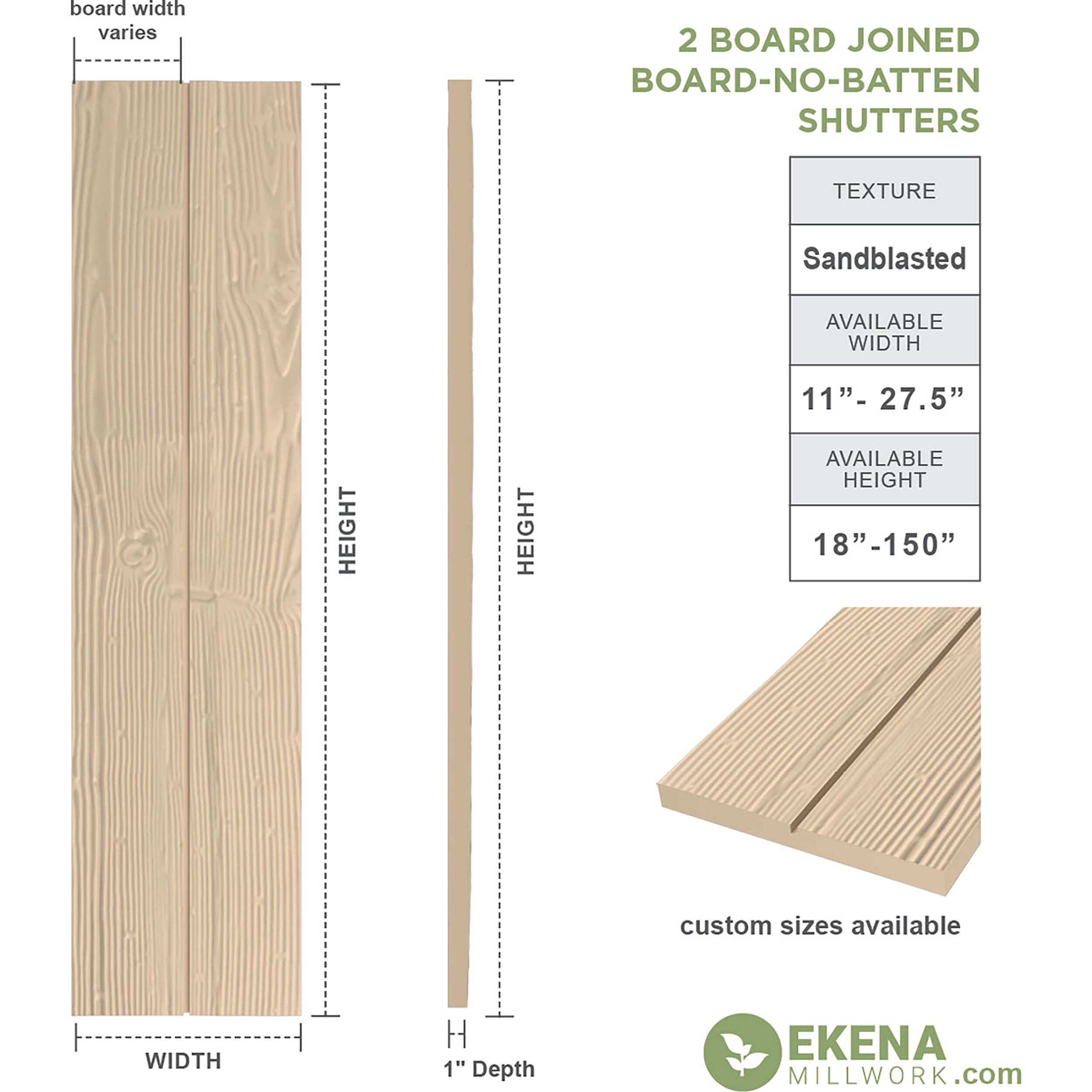 Ekena Millwork SHUBJN11X24SDPR Exterior-Shutters - View #12