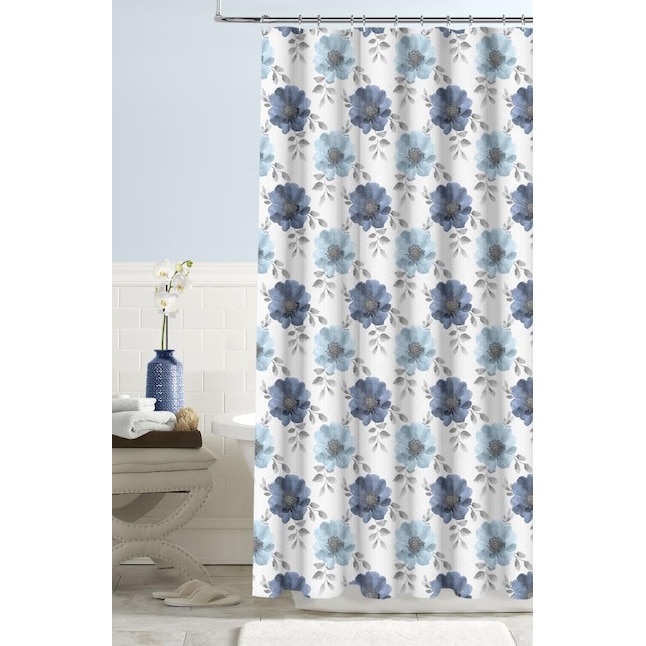 Polyester Blue Fl Shower Curtain, 60 Inch Shower Curtain Liner