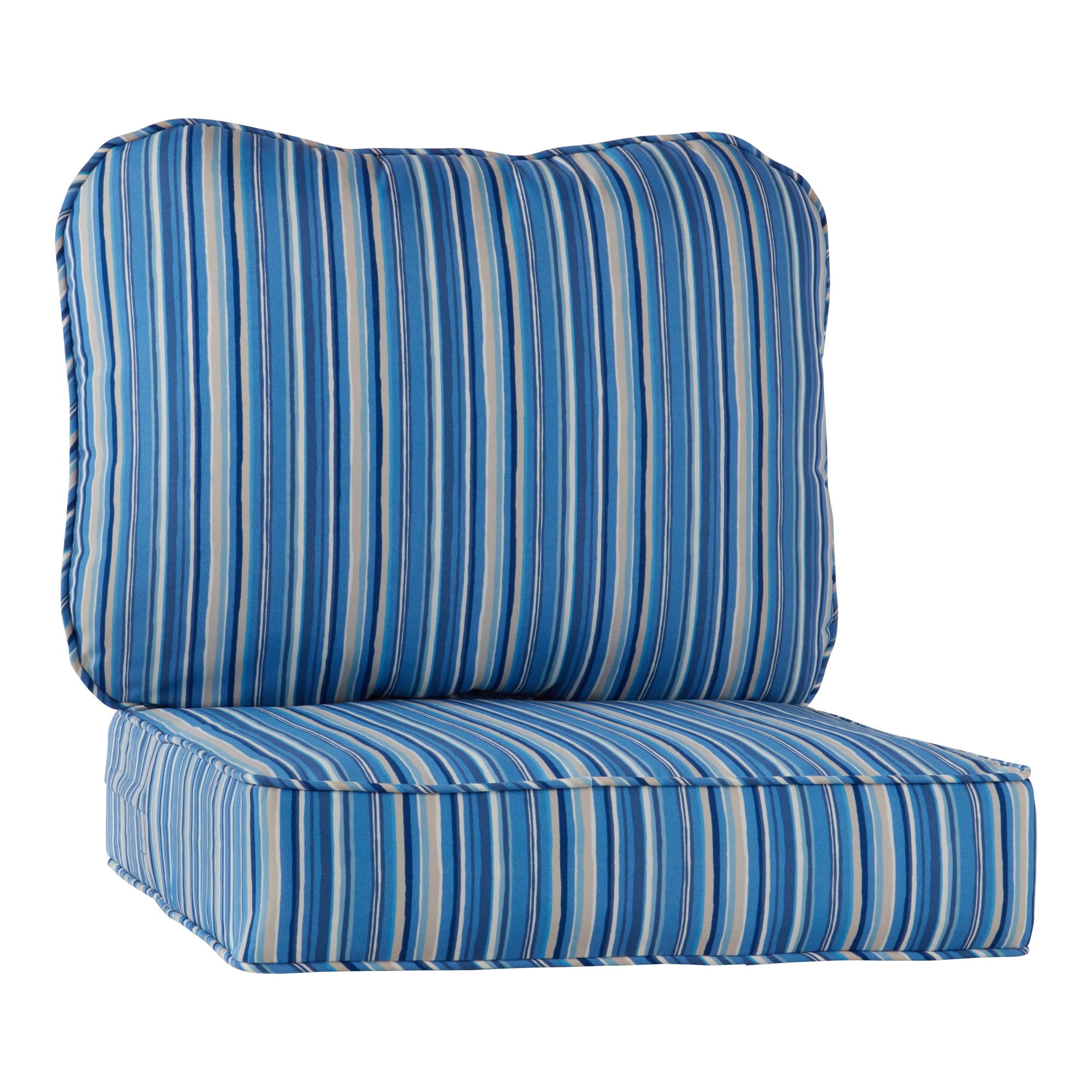 Greendale Home Fashions OC7825-SAPPHIRE 24-in x 24-in 2 -Piece Sapphire Stripe Deep seat patio chair cushion