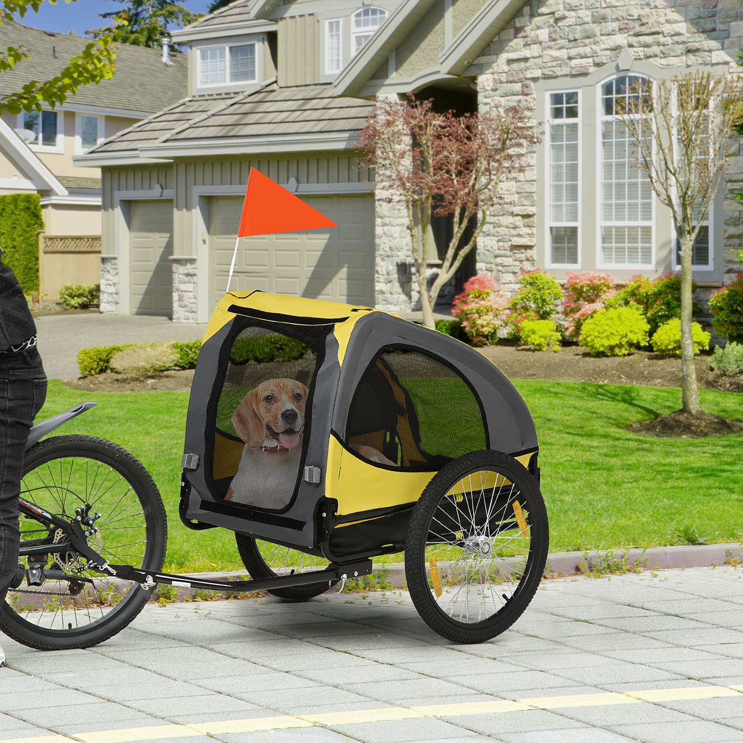 Mondawe MD-AB66293 Yellow 2 -Wheels Dog/Cat Bicycle trailer Weight Capacity 44-lbs
