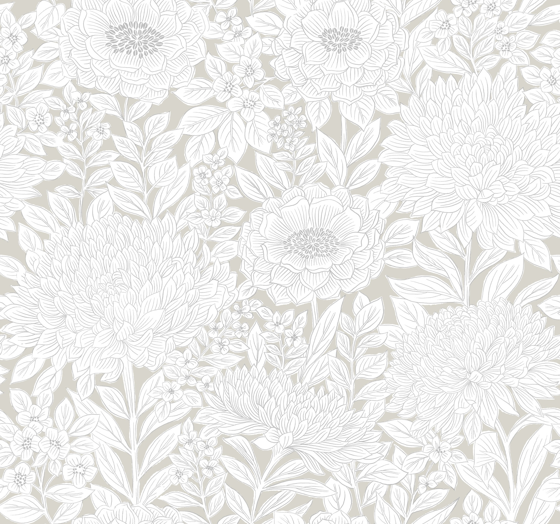 York Wallcoverings BW3922 Black and White Resource Library 60.8-Sq. Feet Neutral Non-woven Floral Prepasted Water Activated Paste Wallpaper