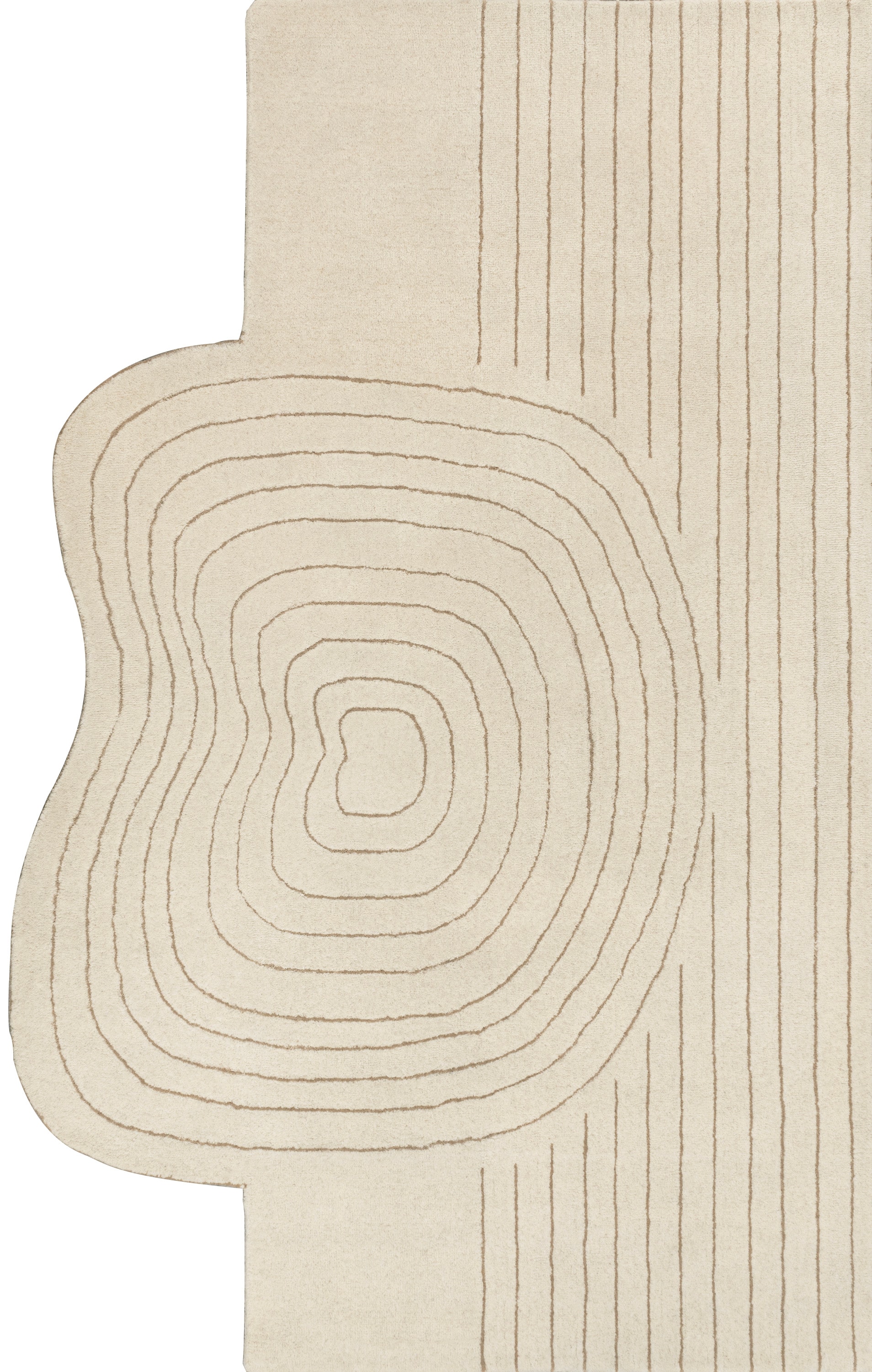 Ivory and Beige Abstract Handwoven Wool Area Rug, 5 ft. x 8 ft.