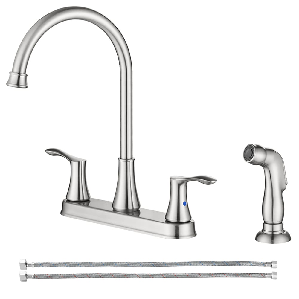 PARLOS 14138 Demeter Brushed Nickel Double Handle Deck-mount Kitchen Faucet ( Deck Plate Included ) ( Side Sprayer Included )