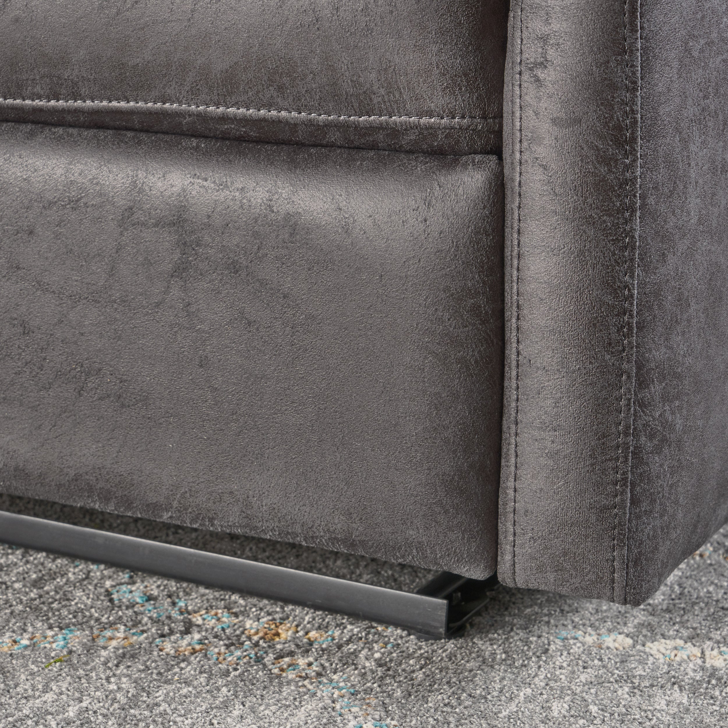 Slate Gray Microfiber 2-Seater Recliner with Wood Frame