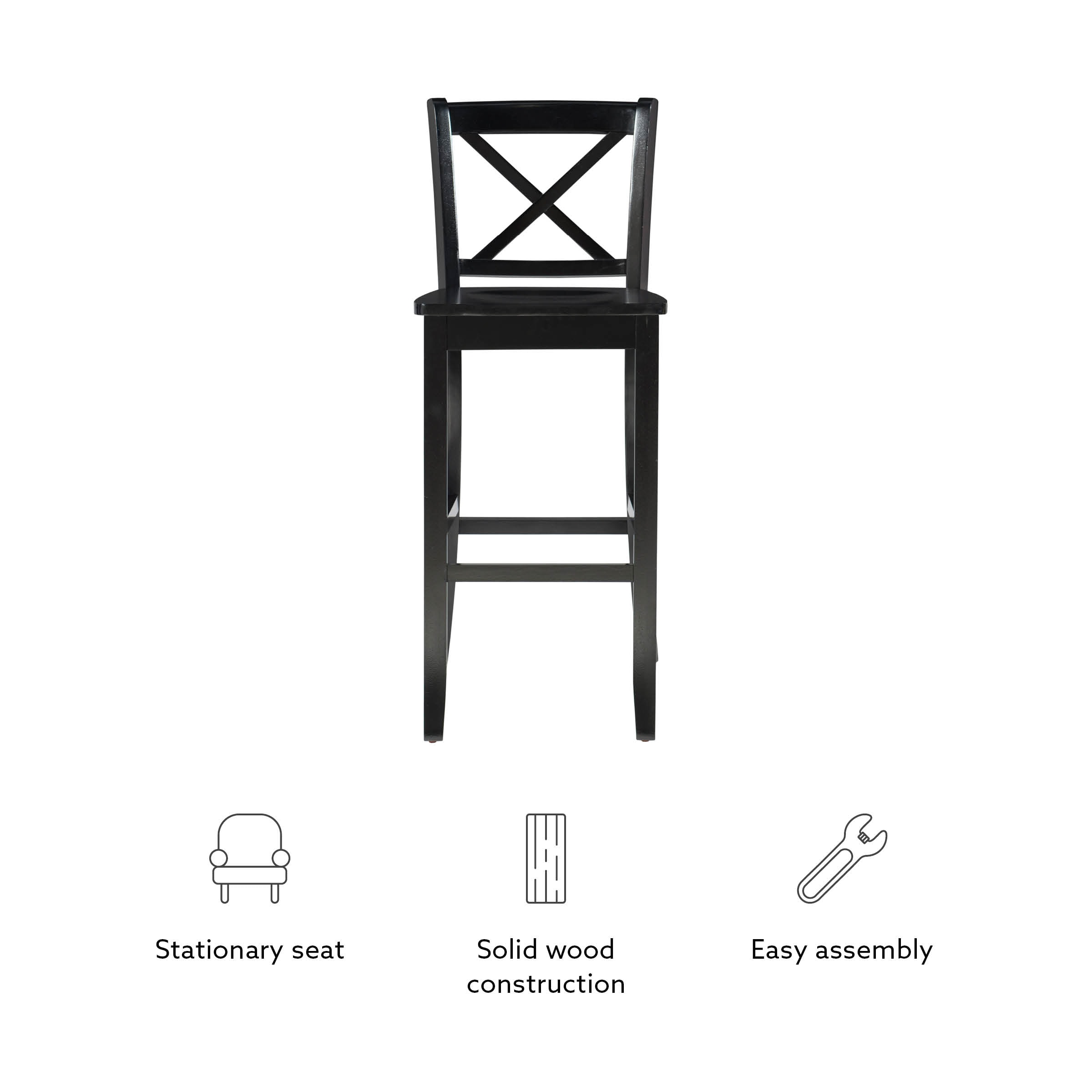 30" Black Mahogany X-Back Barstool