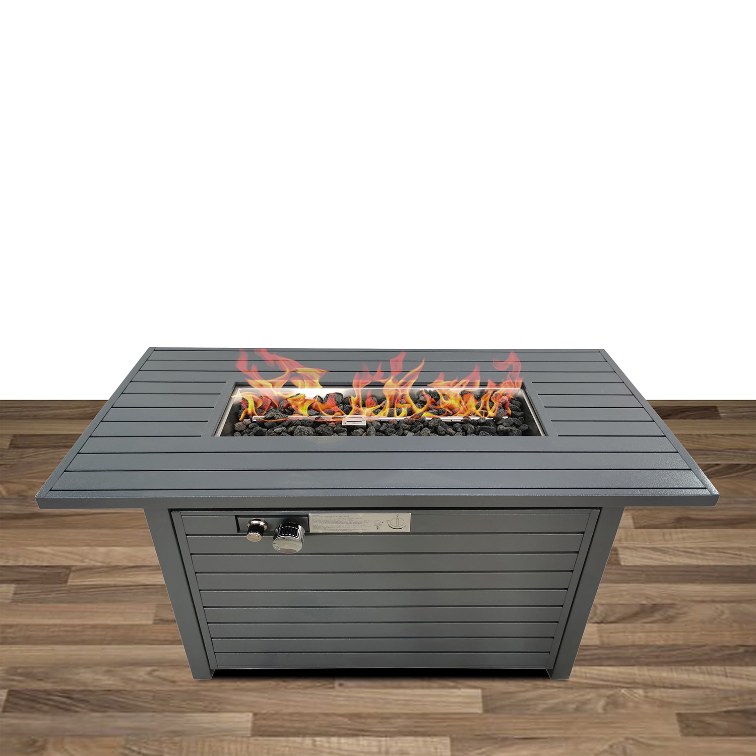 Mondawe MO-LS42392 42-in W Gray Portable Steel Rectangle Tabletop Liquid propane Fire pit table