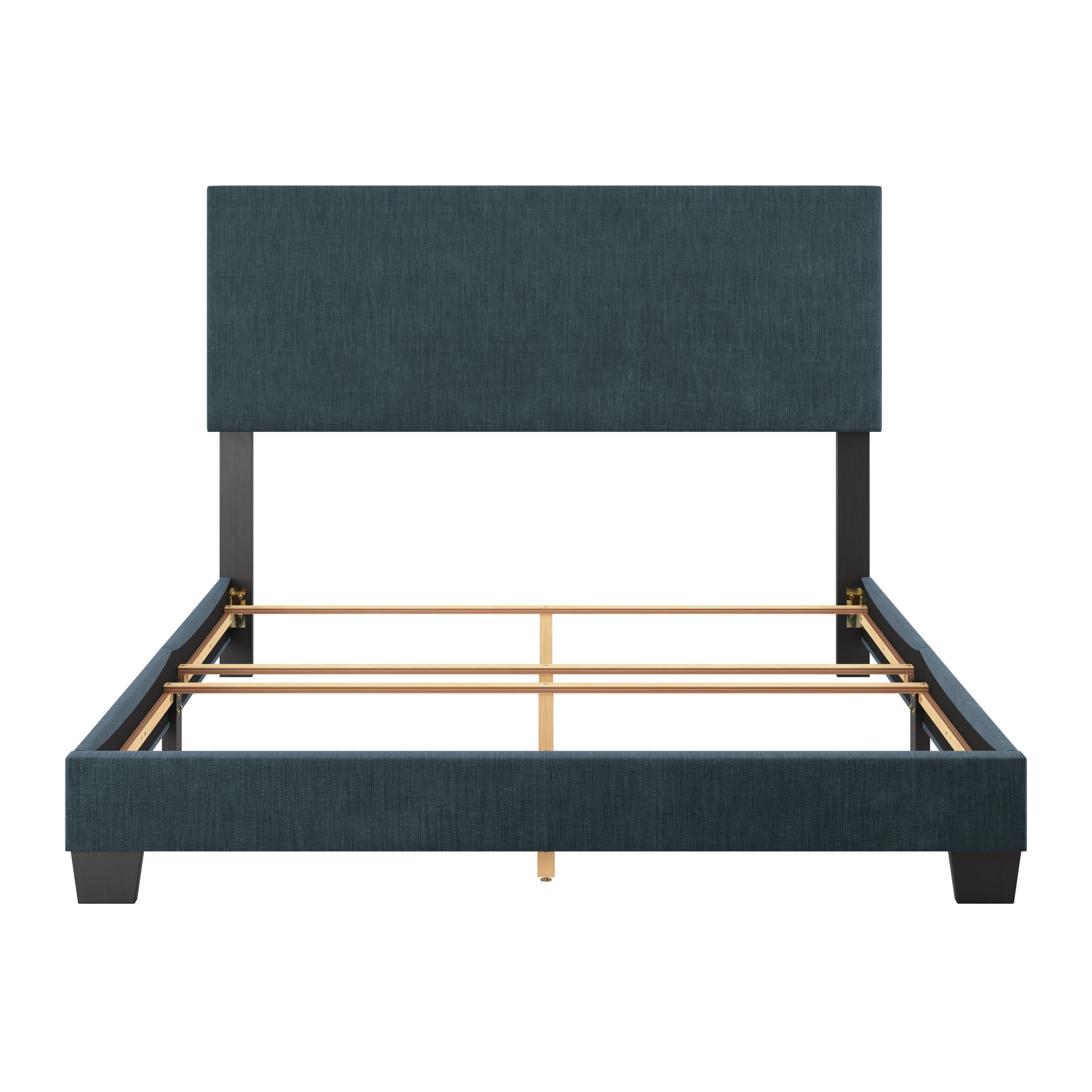 Celeste Blue Upholstered Queen Bed Frame with Padded Headboard