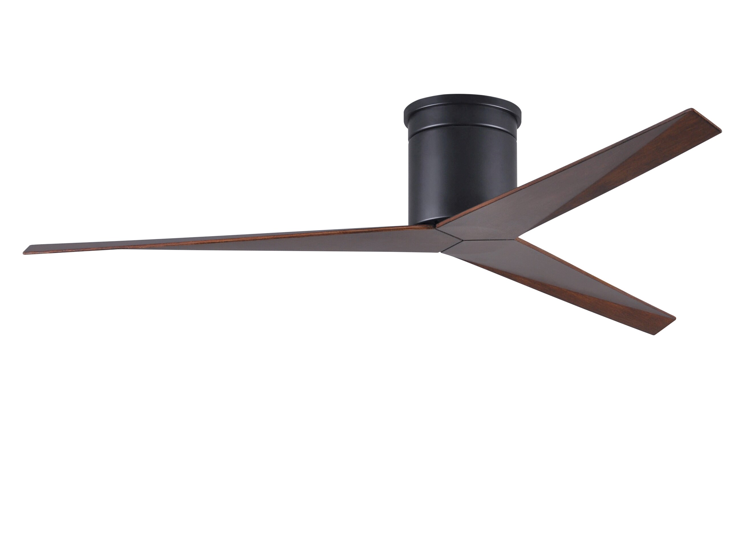 Matthews Fan Company EKH-BK-WN Eliza 56-in Outdoor Flush Mount Matte Black with Walnut Tone Blades Ceiling Fan Without Light - Remote Included ( 3 -Blade )