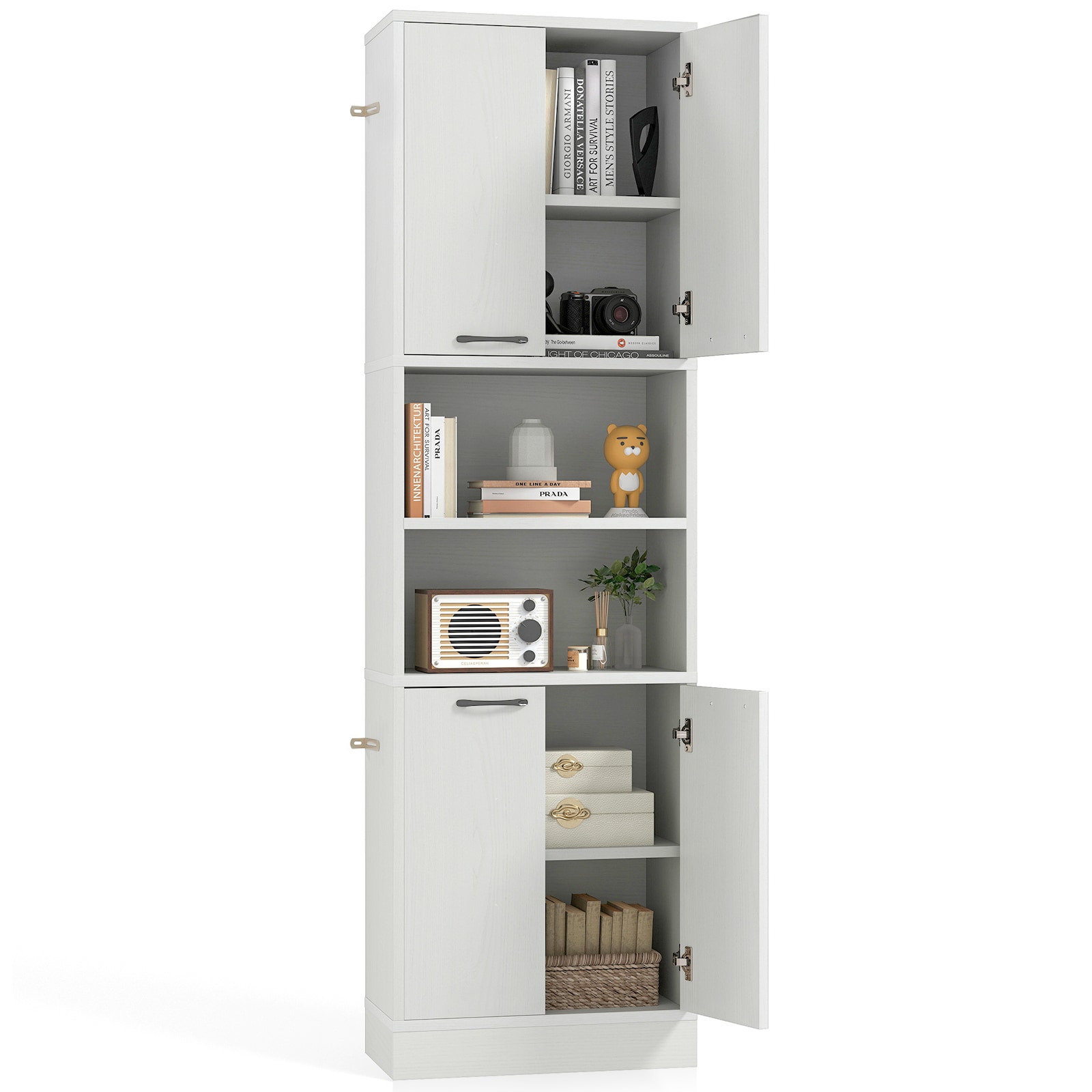 Volenca 22-in W x 75-in H Composite 4-Door Kitchen Pantry Cabinet with Open Side Shelves