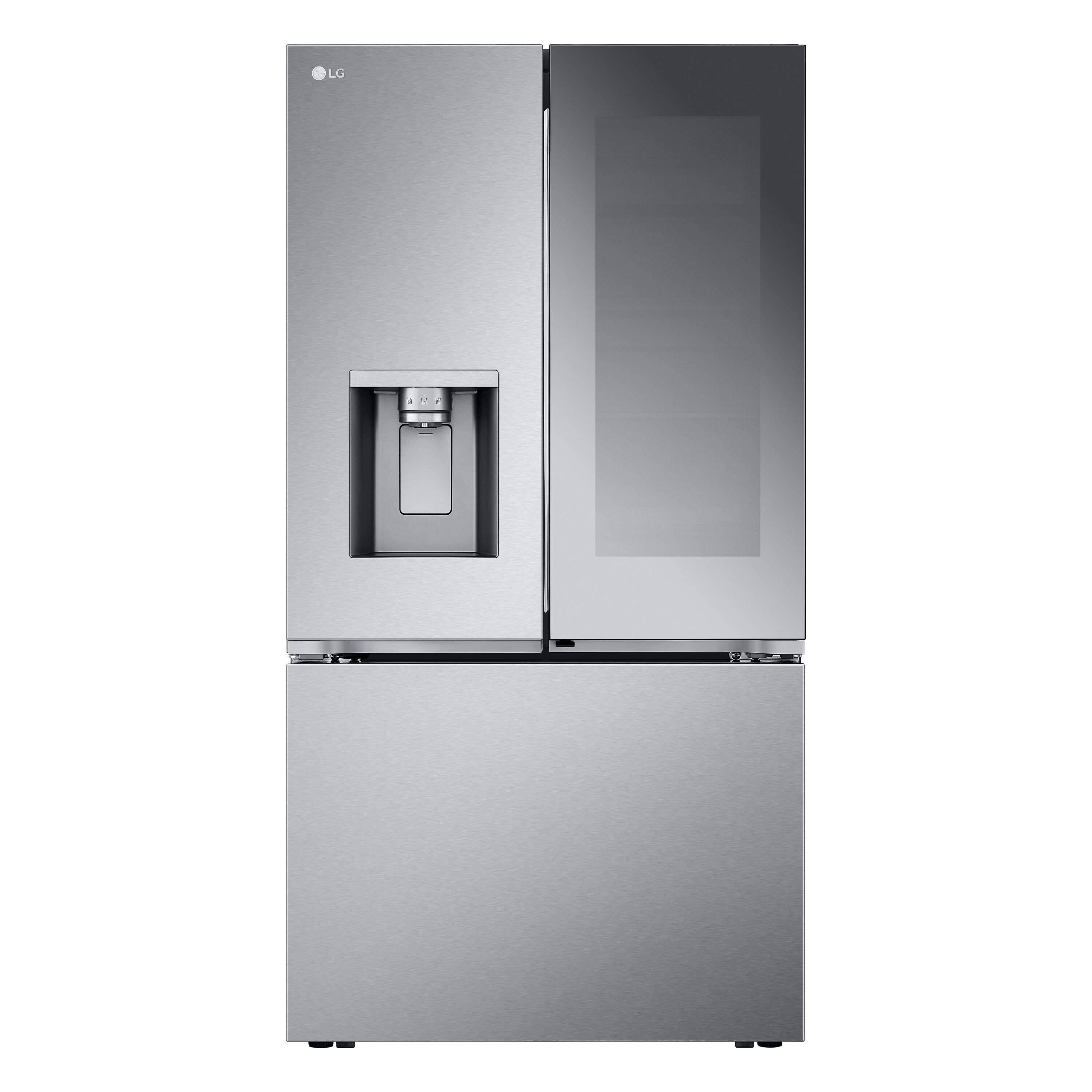 LG LRYKS3106S Standard-Depth Mirrored InstaView 4 Types of Ice 30.7-cu ft 3 -Door Smart Compatible French Door Refrigerator with Dual Ice Maker with Water and Ice Dispenser and Door within Door ( PrintProof Stainless Steel ) ENERGY STAR Certified