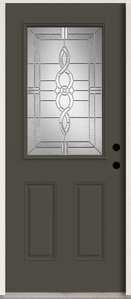 RELIABILT LO963574 Calista 36-in x 80-in x 4-5/8-in Fiberglass Half lite Left-hand inswing Thunder Gray Paint Painted Prehung Front Door Insulating core