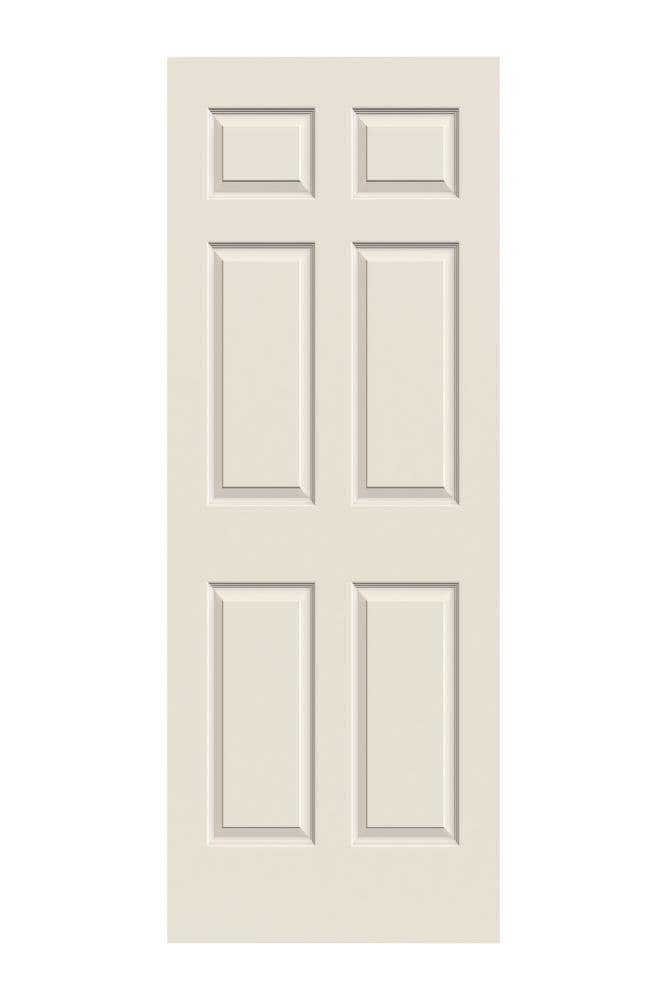 JELD-WEN Colonist 32-in x 80-in 6-panel Hollow Core Primed Molded Composite Slab Door in Off-White | 686