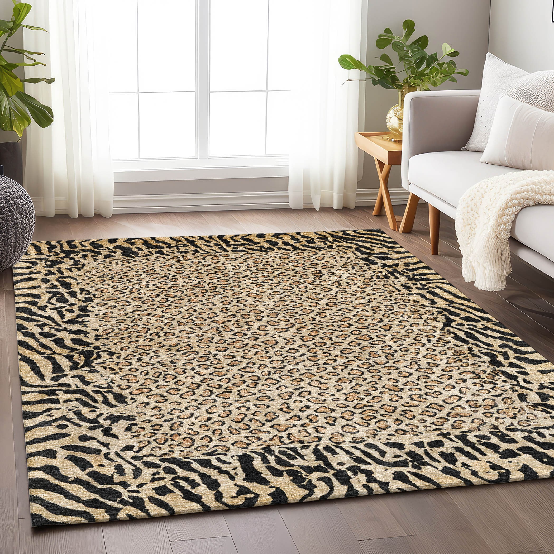 Addison Rugs ACN1230GO8X10 Chantille ACN1230GO 8 x 10 (ft) Polyester Gold Rectangular Indoor/Outdoor Geometric Machine washable Area rug