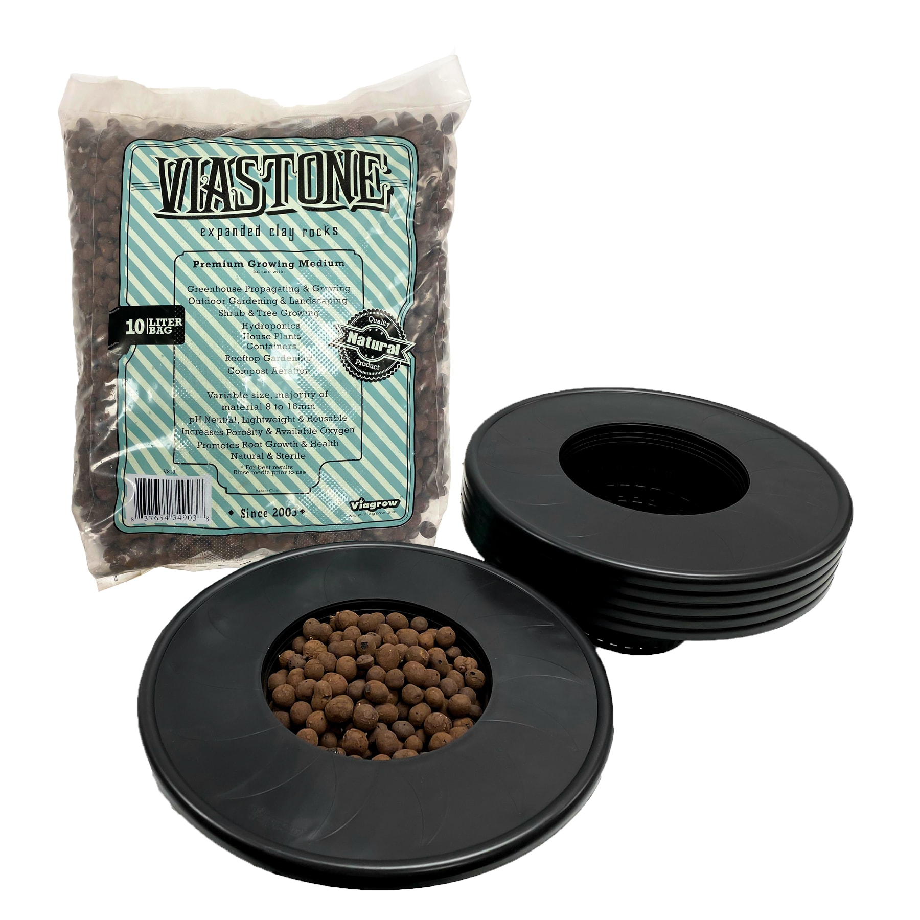Viagrow V6ML6-VS10 Mesh 6" Pot Lid Inserts with 10L Grow Rocks x 6 Planting/Growing accessory
