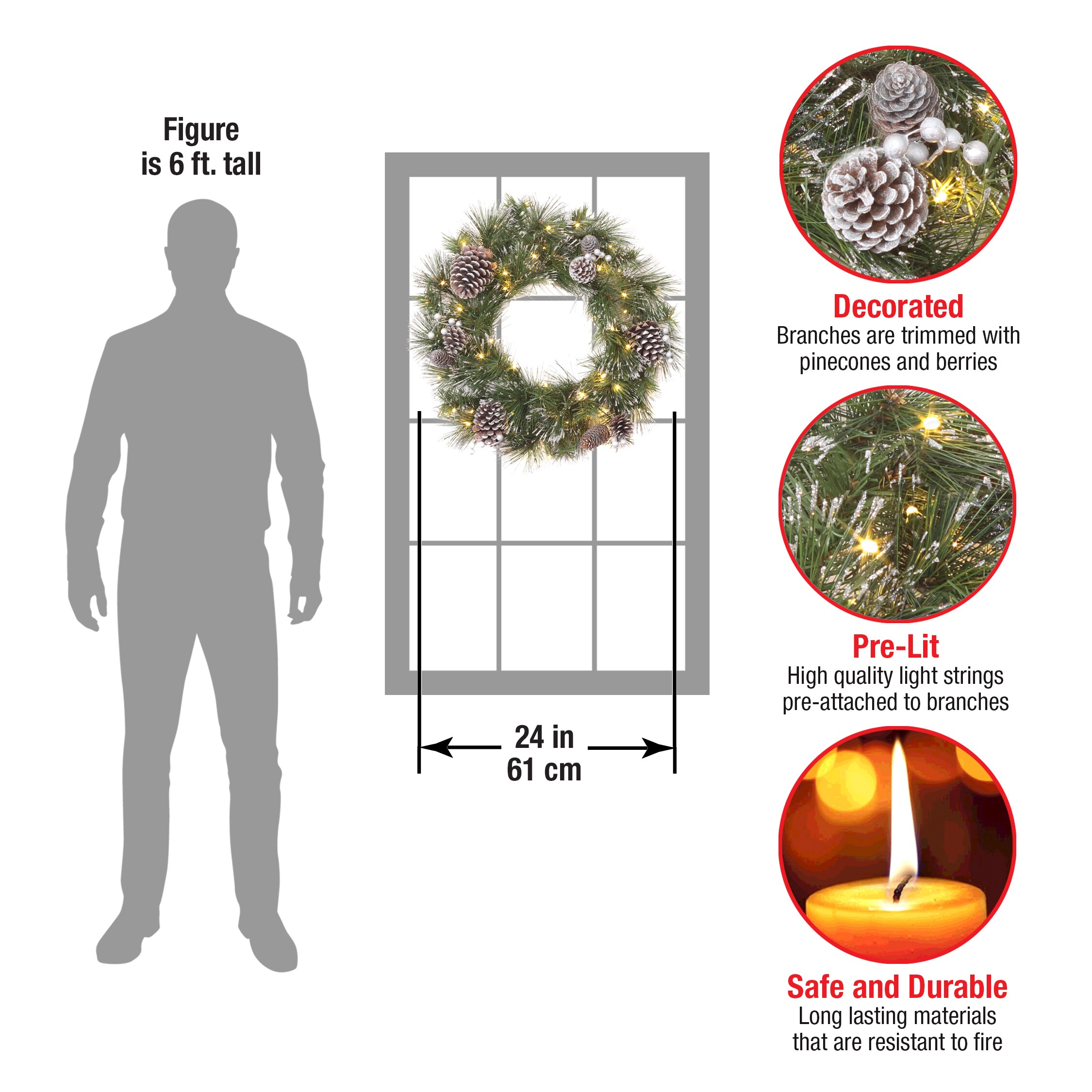 National Tree Company YAP64-300-24WB1 Artificial-Christmas-Wreaths - View #7