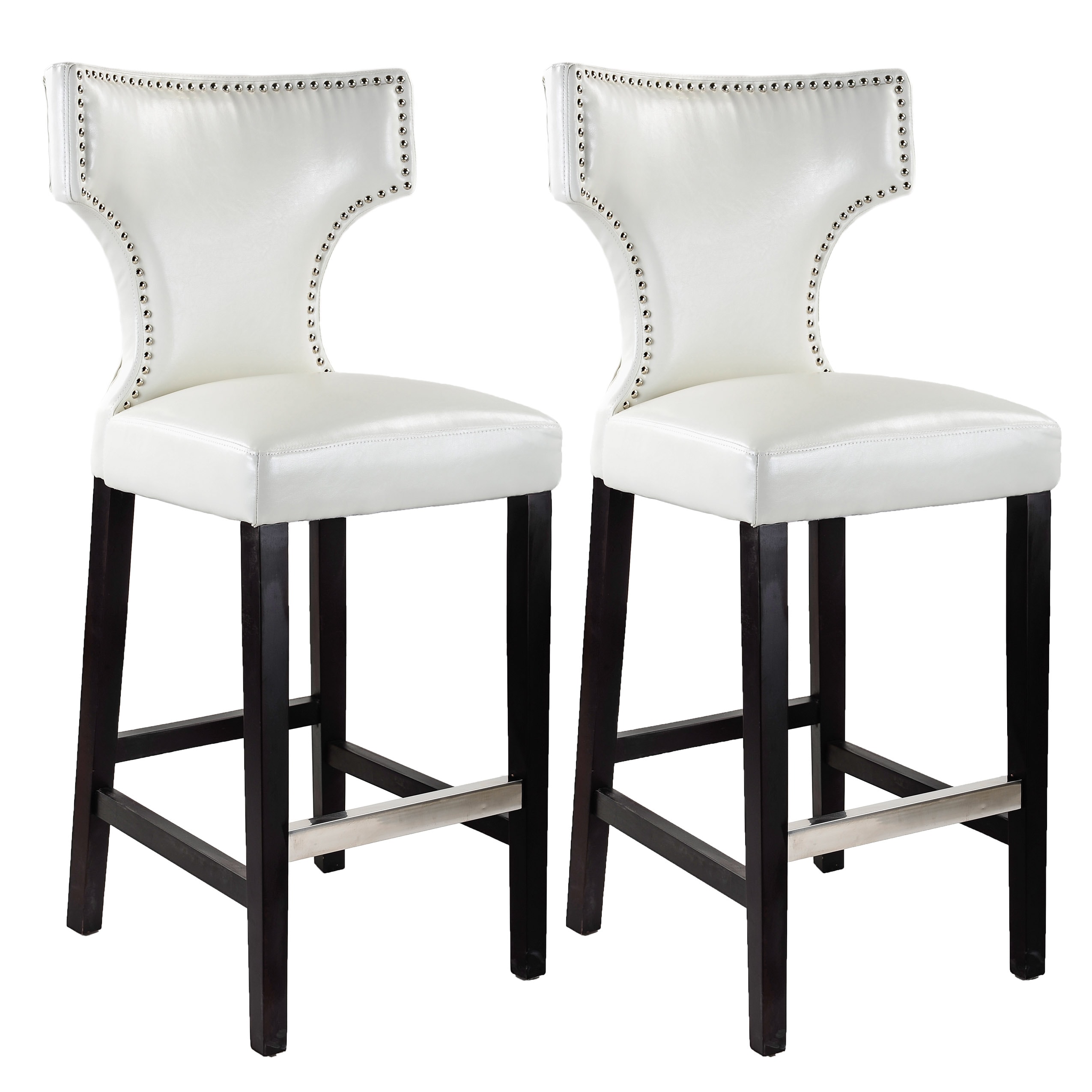 CorLiving DAD-819-B Aiden White 29.0-Inches H Bar height Square seat Upholstered Wood Bar Stool and Back