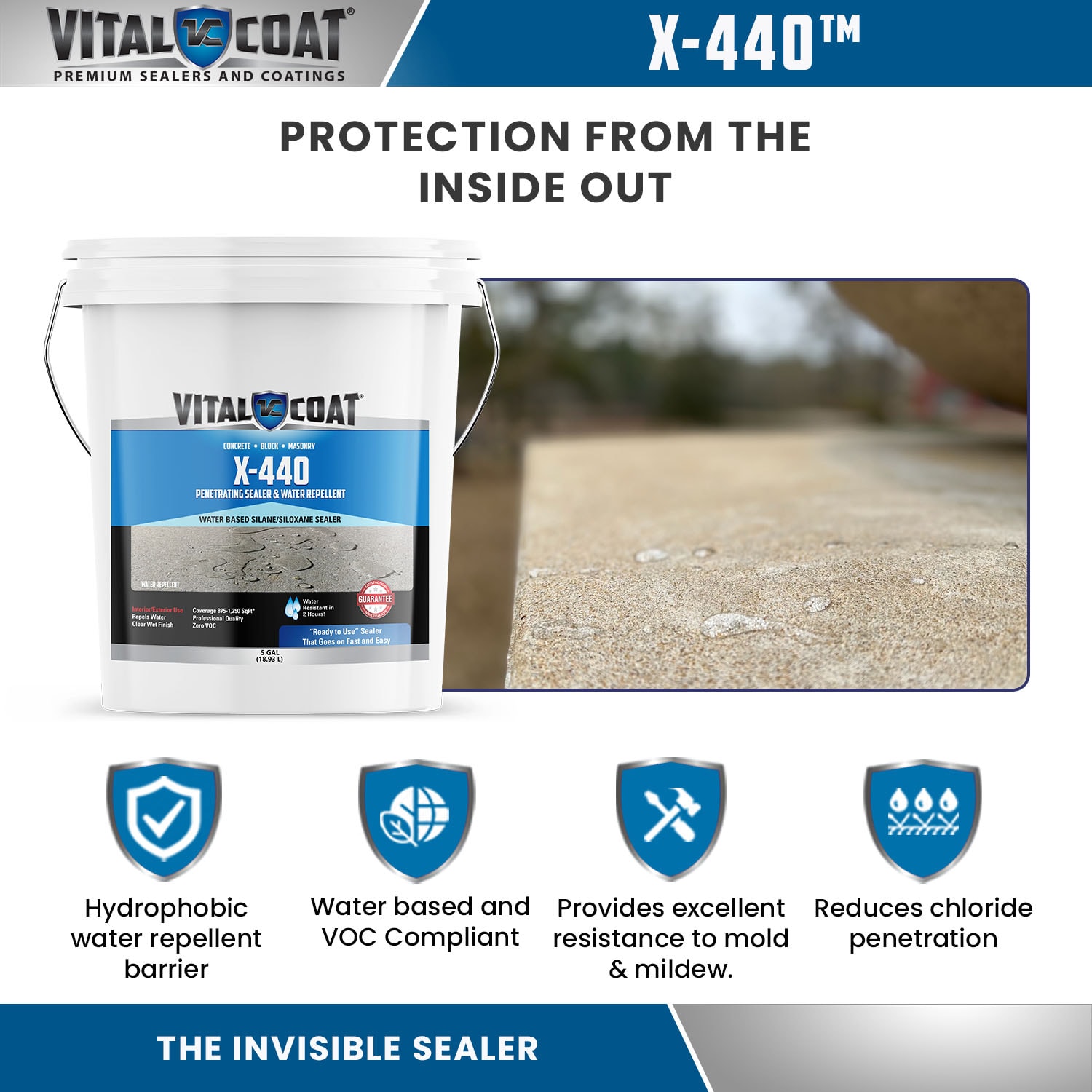 Vital Coat X-440 Penetrating Silane Siloxane Clear Water-based Flat ...