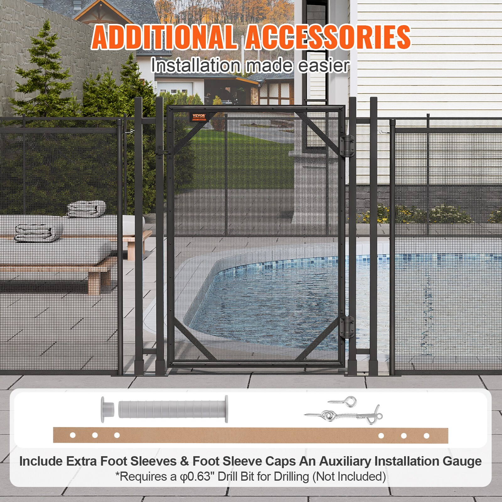 VEVOR 4-ft X 27-ft Black Aluminum Mesh Pool Safety Barrier Panel In The ...