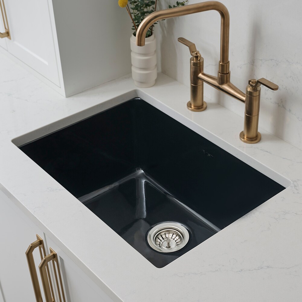 34-Inch Black Fireclay Drop-In Single Bowl Kitchen Sink
