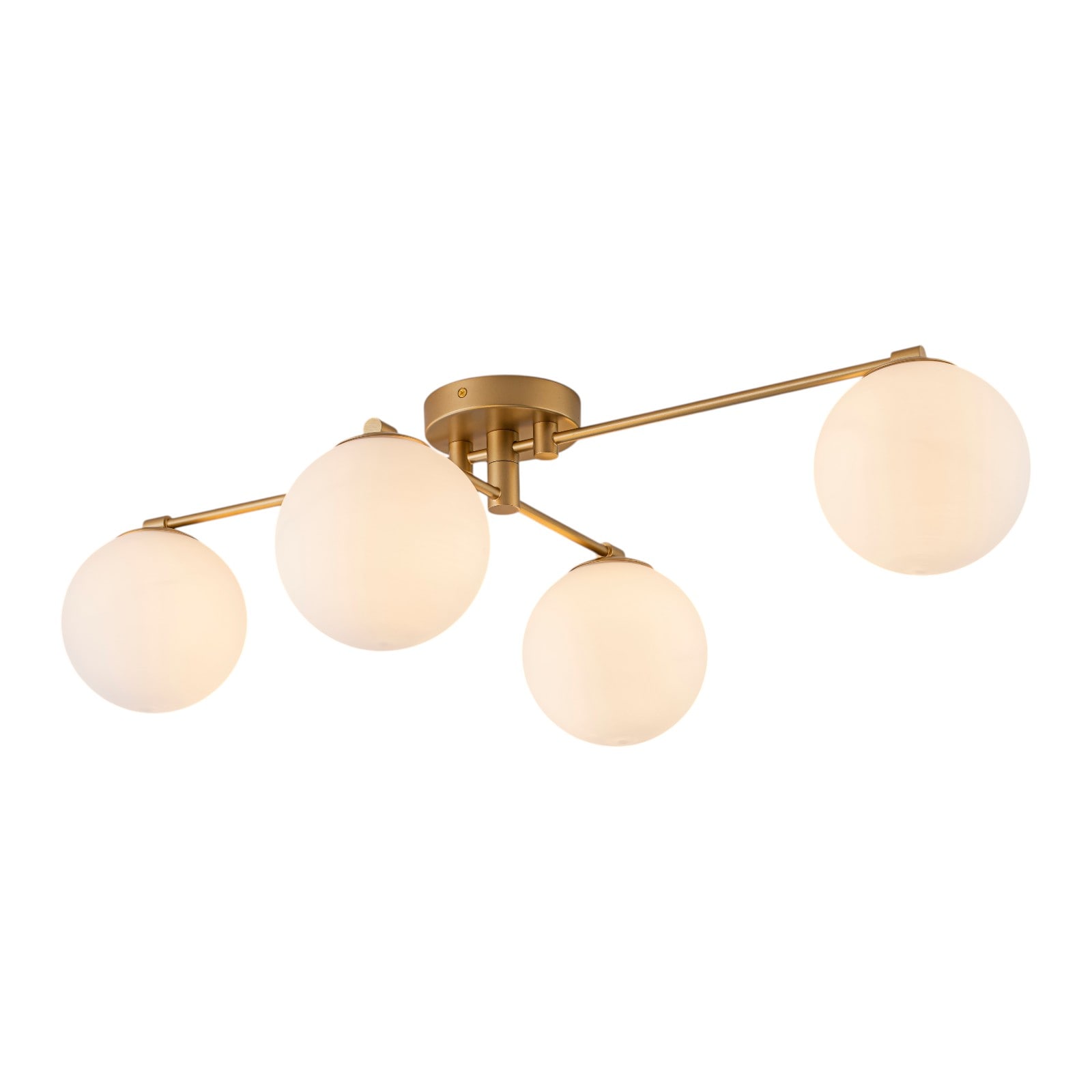 LLHZSY 31.91-in Gold Indoor 4 -Light Semi-flush Mount Light with Opal Glass