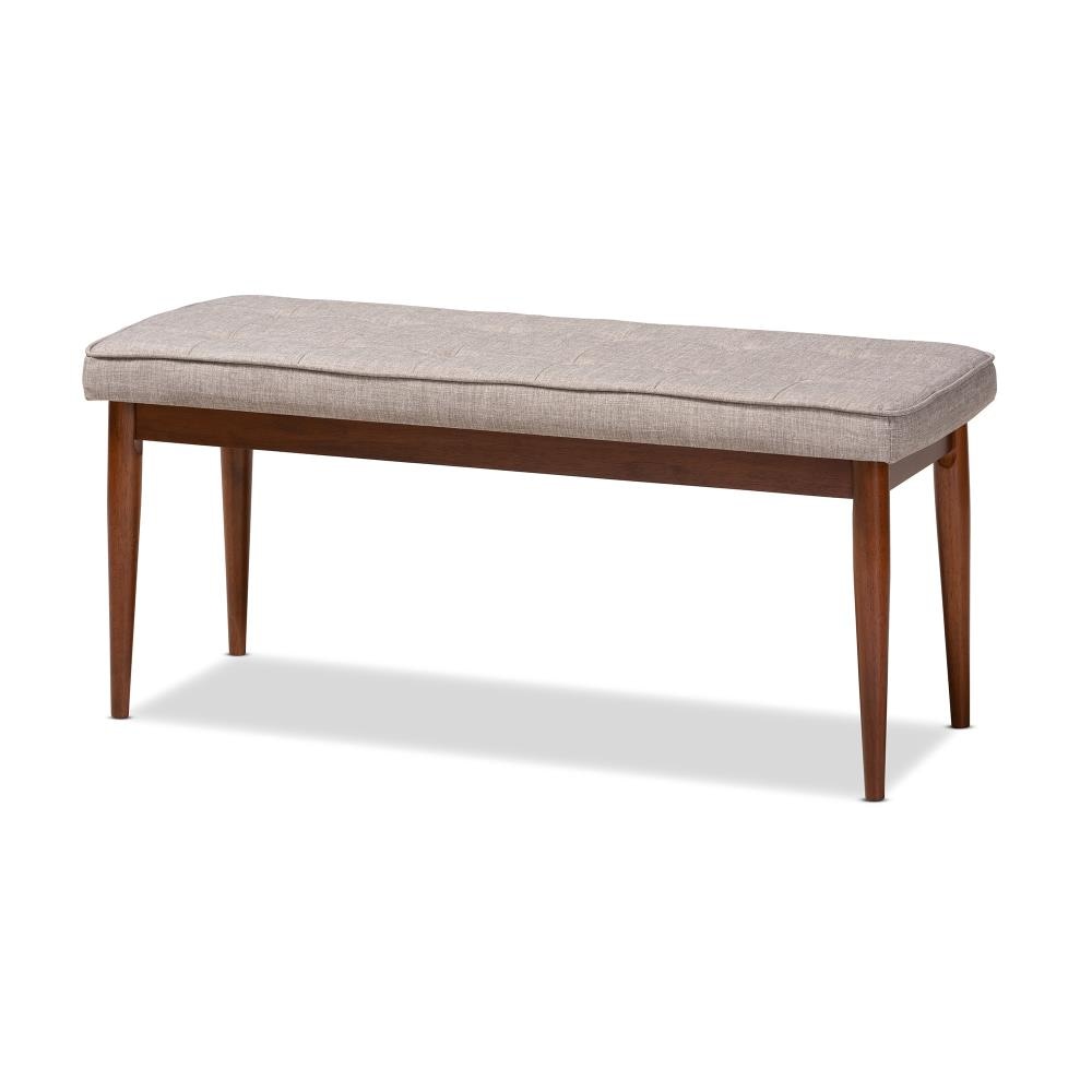 Baxton Studio Itami Midcentury Gray Linen Dining Bench Solid