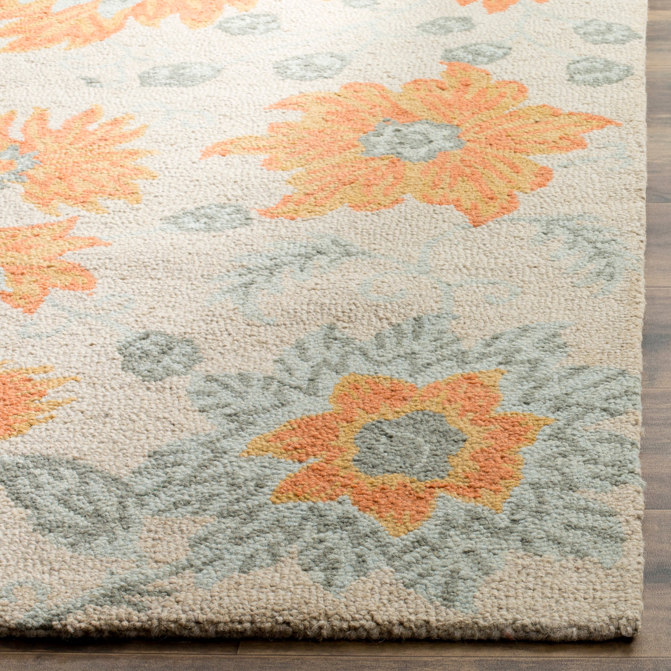 Ivory Floral Handmade Tufted Wool Area Rug, 3' x 5'