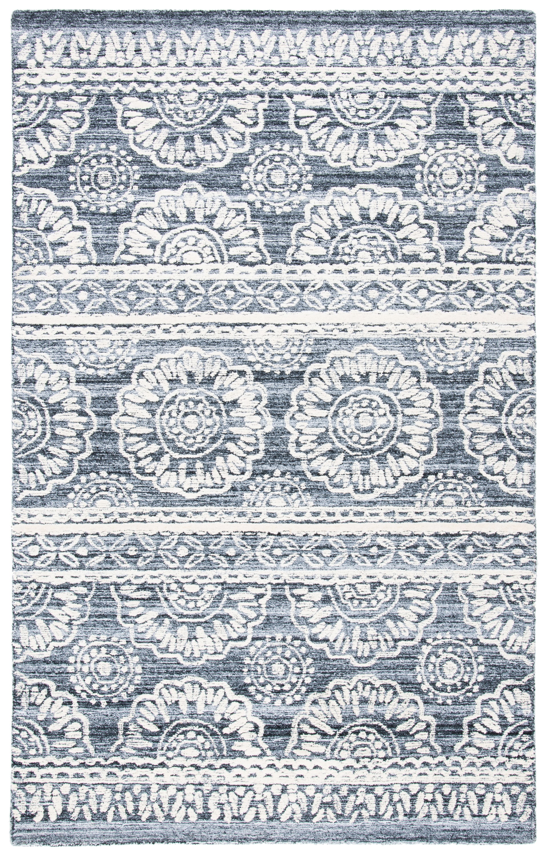 Safavieh MET910F-4 Metro Hayam 4 x 6 (ft) Tufted Polypropylene Gray/Ivory Rectangular Indoor Distressed/Overdyed Farmhouse/Cottage Area rug