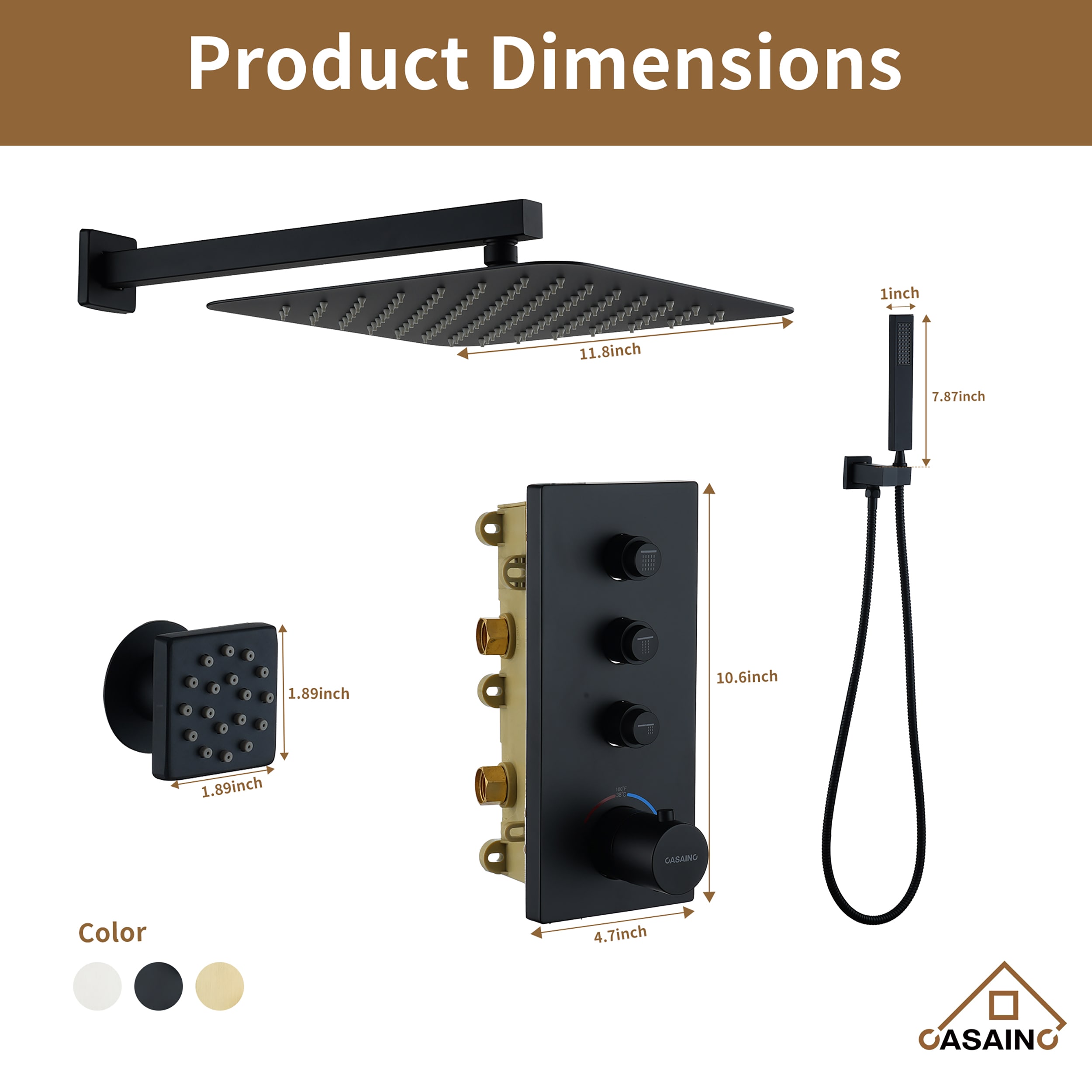 CASAINC CA-102009EB-2 Showerhead-Bar-Panels - View #7
