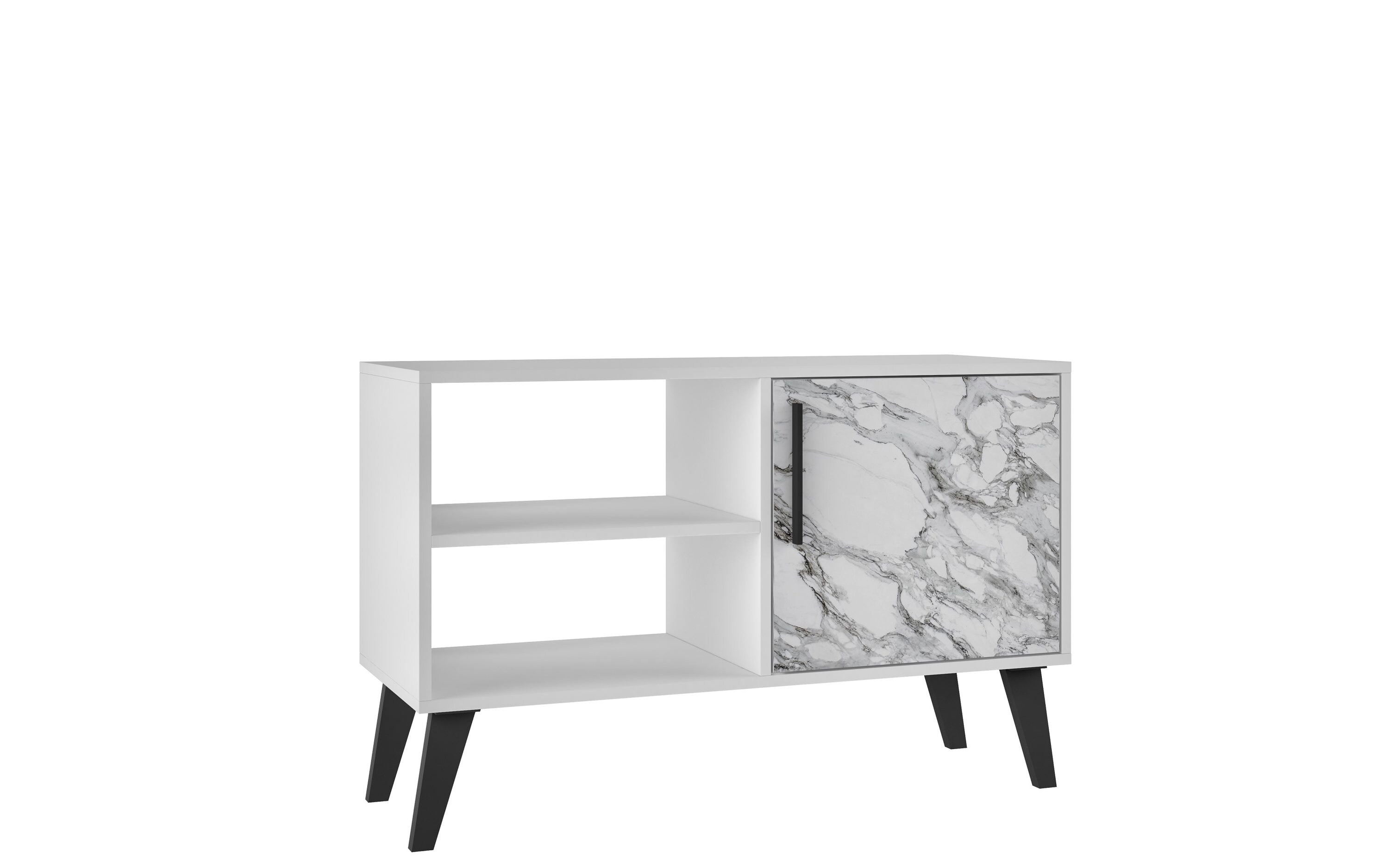 Manhattan Comfort 145AMC Amsterdam Modern/Contemporary White Marble Tv Stand (Accommodates TVs up to 40-in)