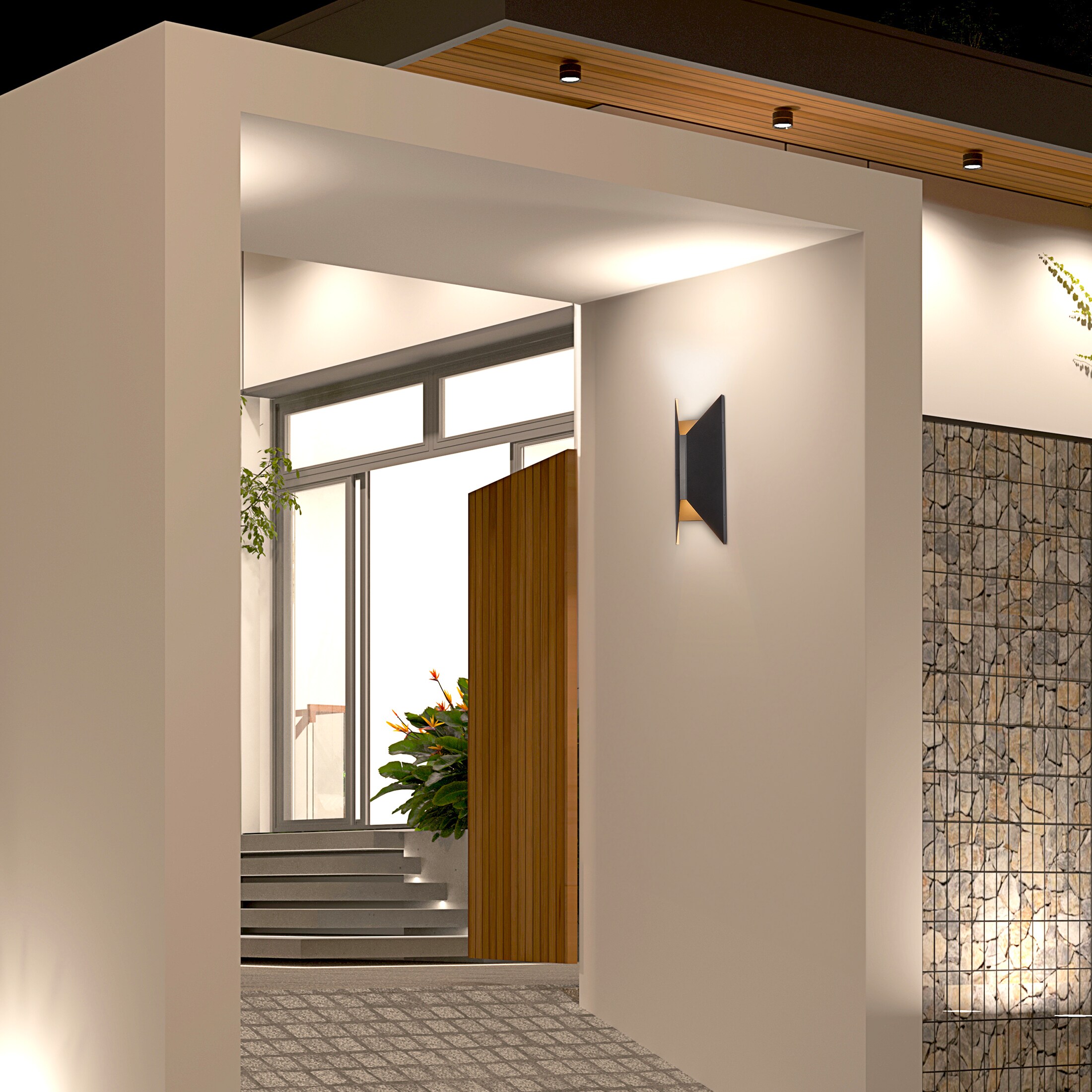 Black Matte LED Outdoor Wall Sconce with Tunable White Light
